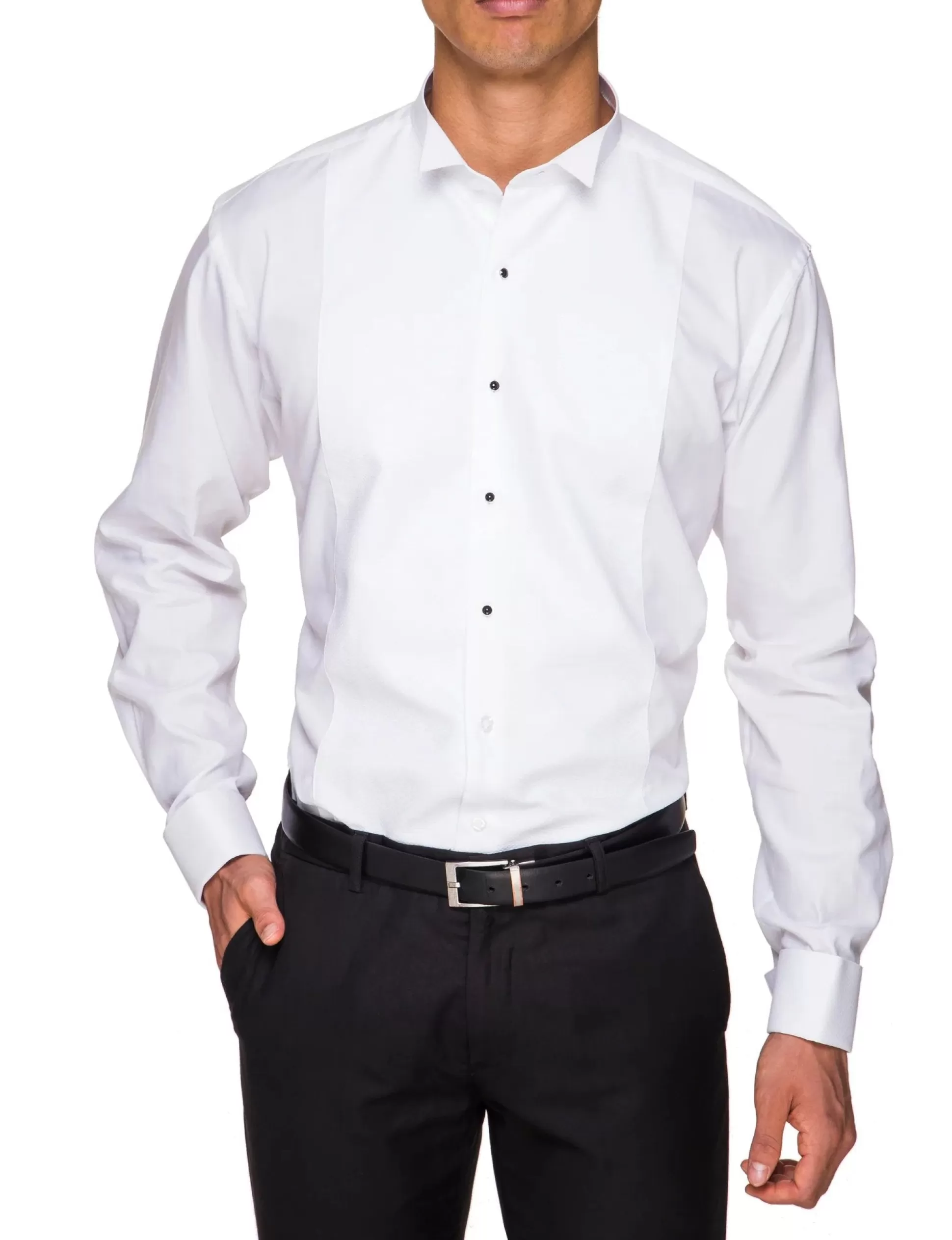 Best Sale Henry Bucks ABELARD Marcella Stud Wing Dinner Shirt Single Cuff Classic Fit WHITE WHITE SC-CLASSIC FIT