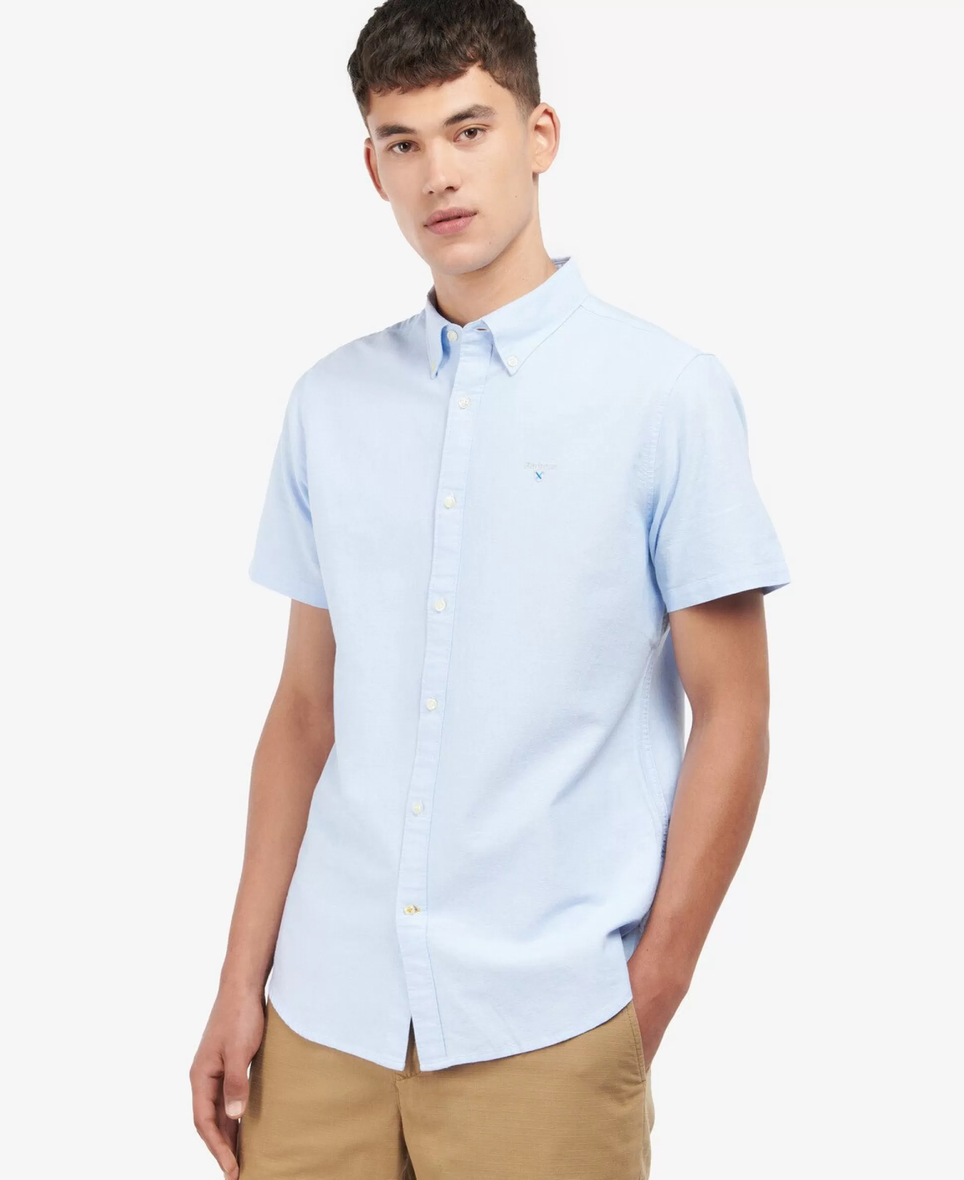 Sale Henry Bucks BARBOUR Oxford Short Sleeve Tailored Shirt SKY
