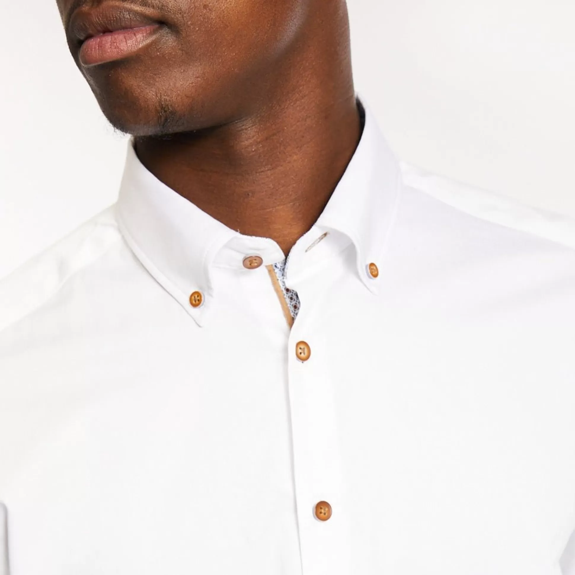 Clearance Henry Bucks BUGATTI Button Down Long Sleeve Shirt WHITE