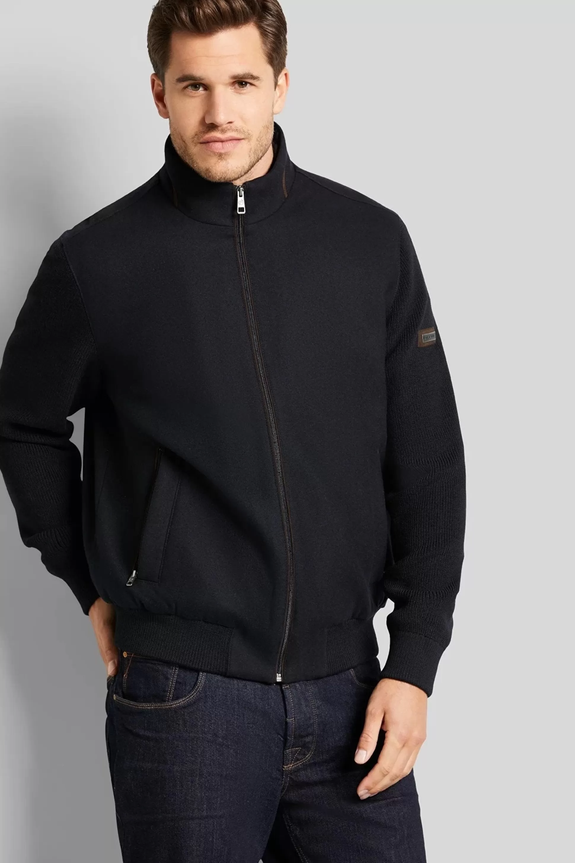 Hot Henry Bucks BUGATTI Men's Front Zip Long Sleeve Jumper DARK NAVY