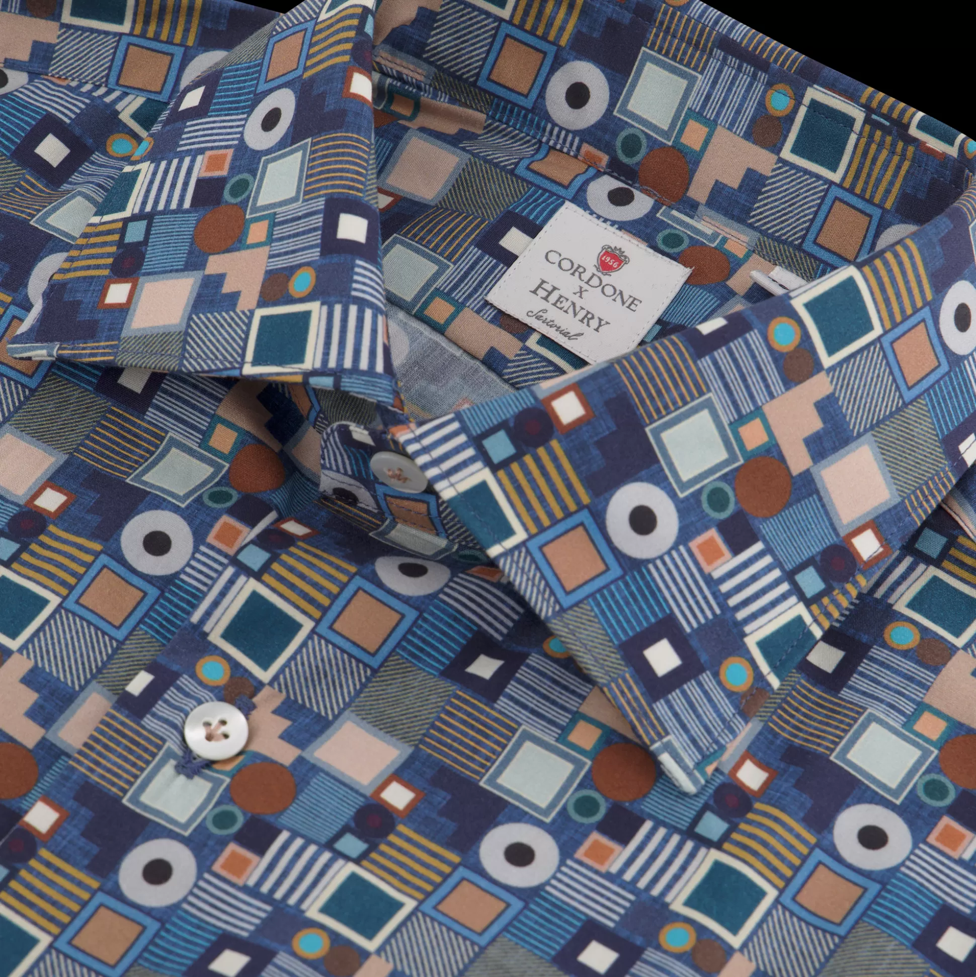 Discount Henry Bucks Cordone Flowerwear Style Shirt In BLUE PRINT MEDIUM BLUE/NAVY/LIGHTBLUE