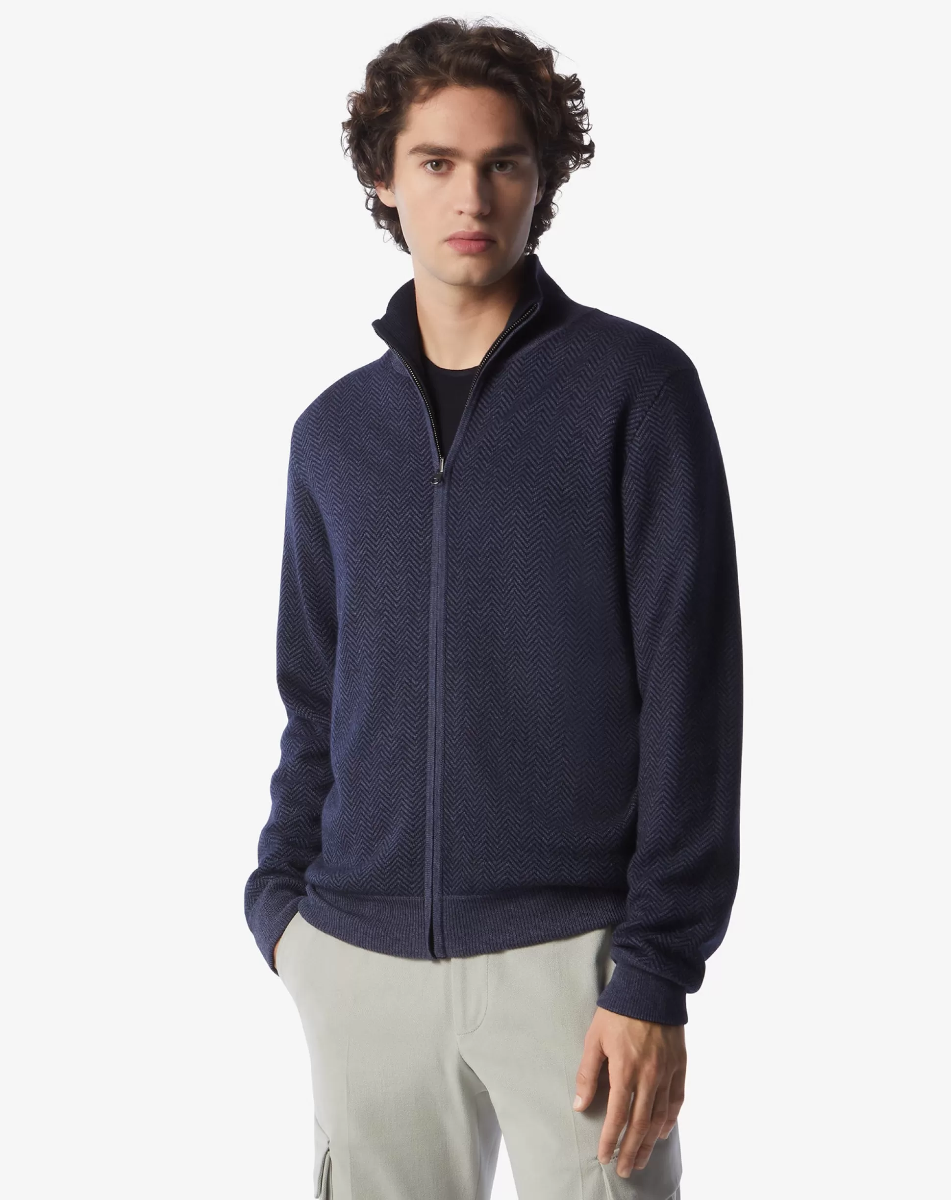 Best Sale Henry Bucks CORNELIANI Cashmere Silk Zip Knit NAVY BLUE