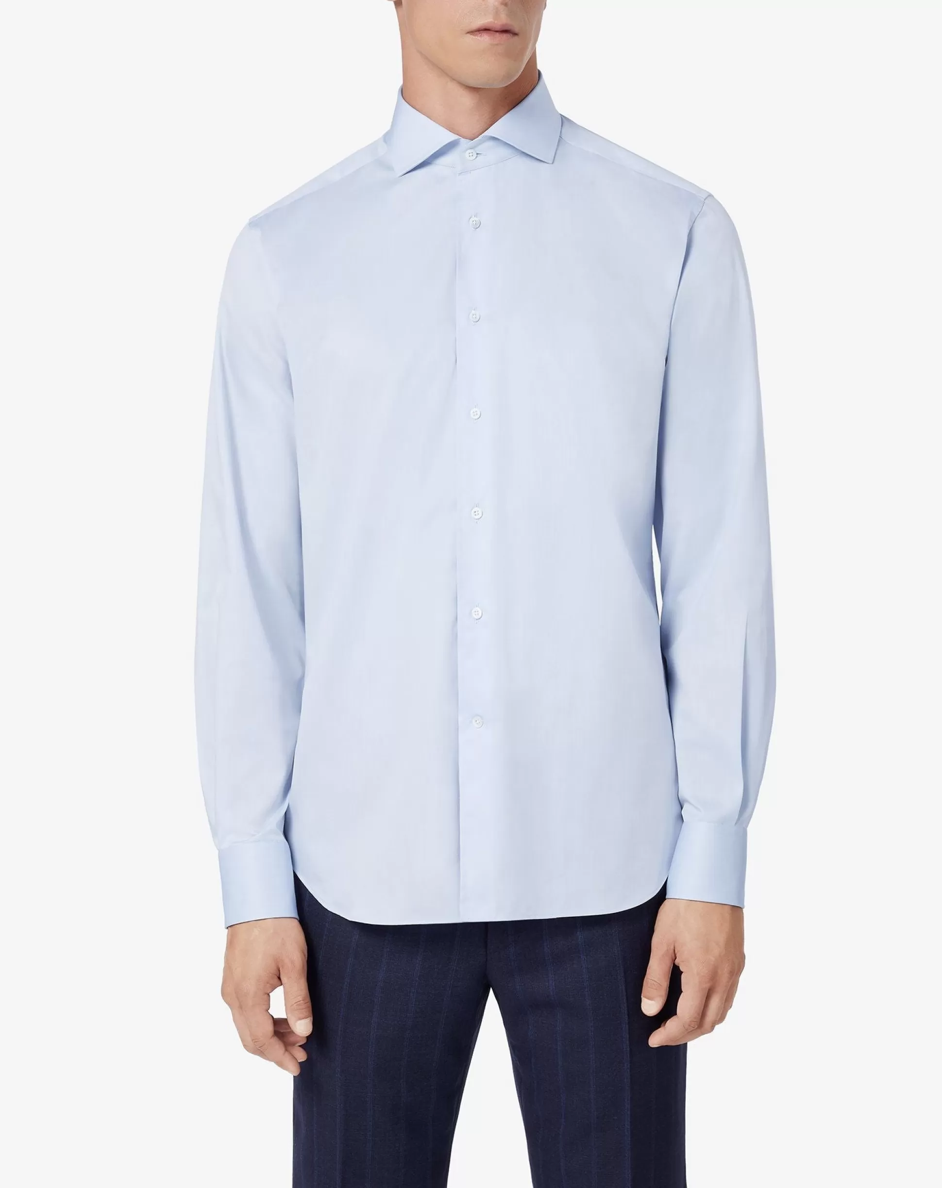 Best Sale Henry Bucks CORNELIANI Cotton Fine Twill Shirt SKY BLUE