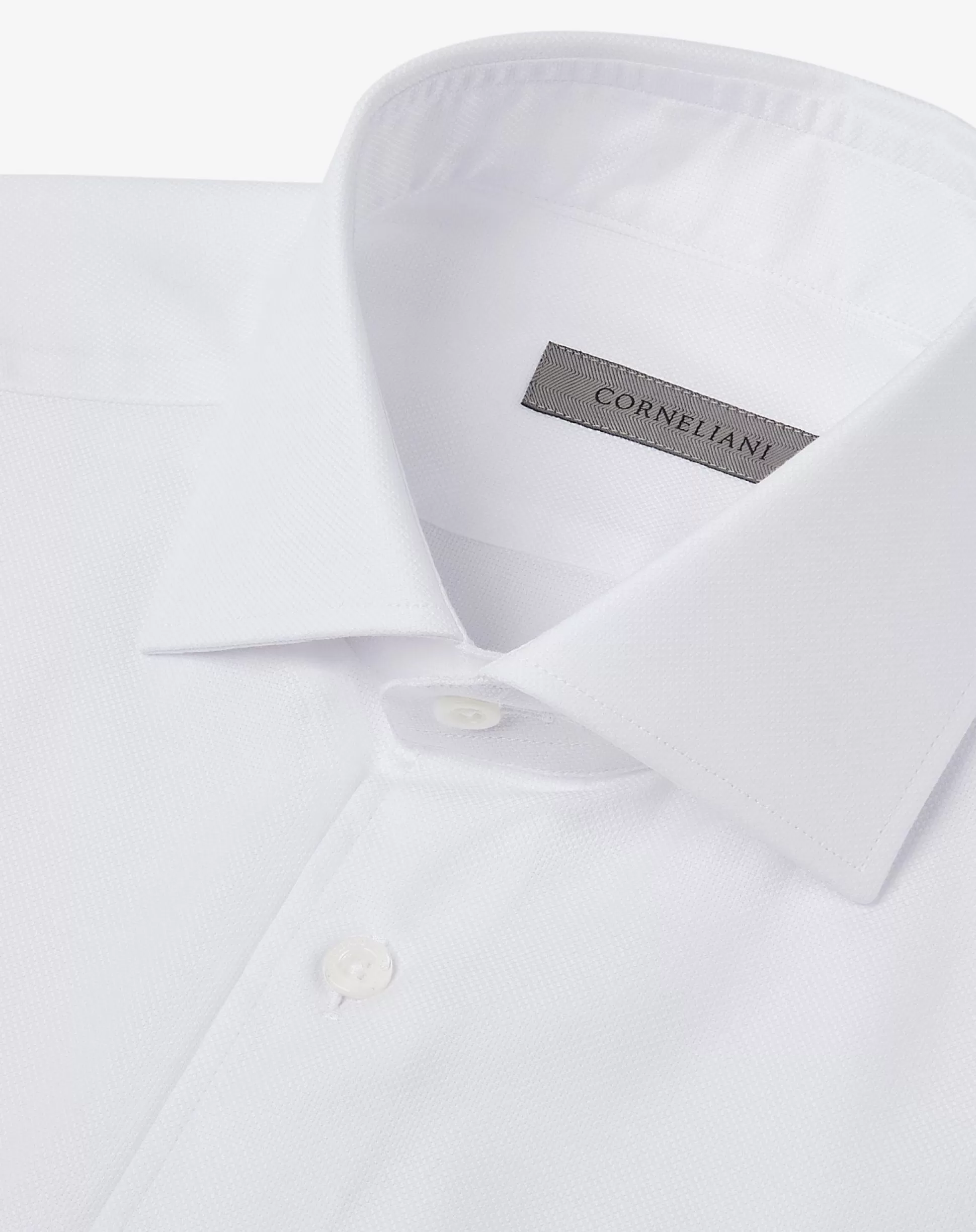 Shop Henry Bucks CORNELIANI Cotton Oxford Long Sleeve Shirt WHITE