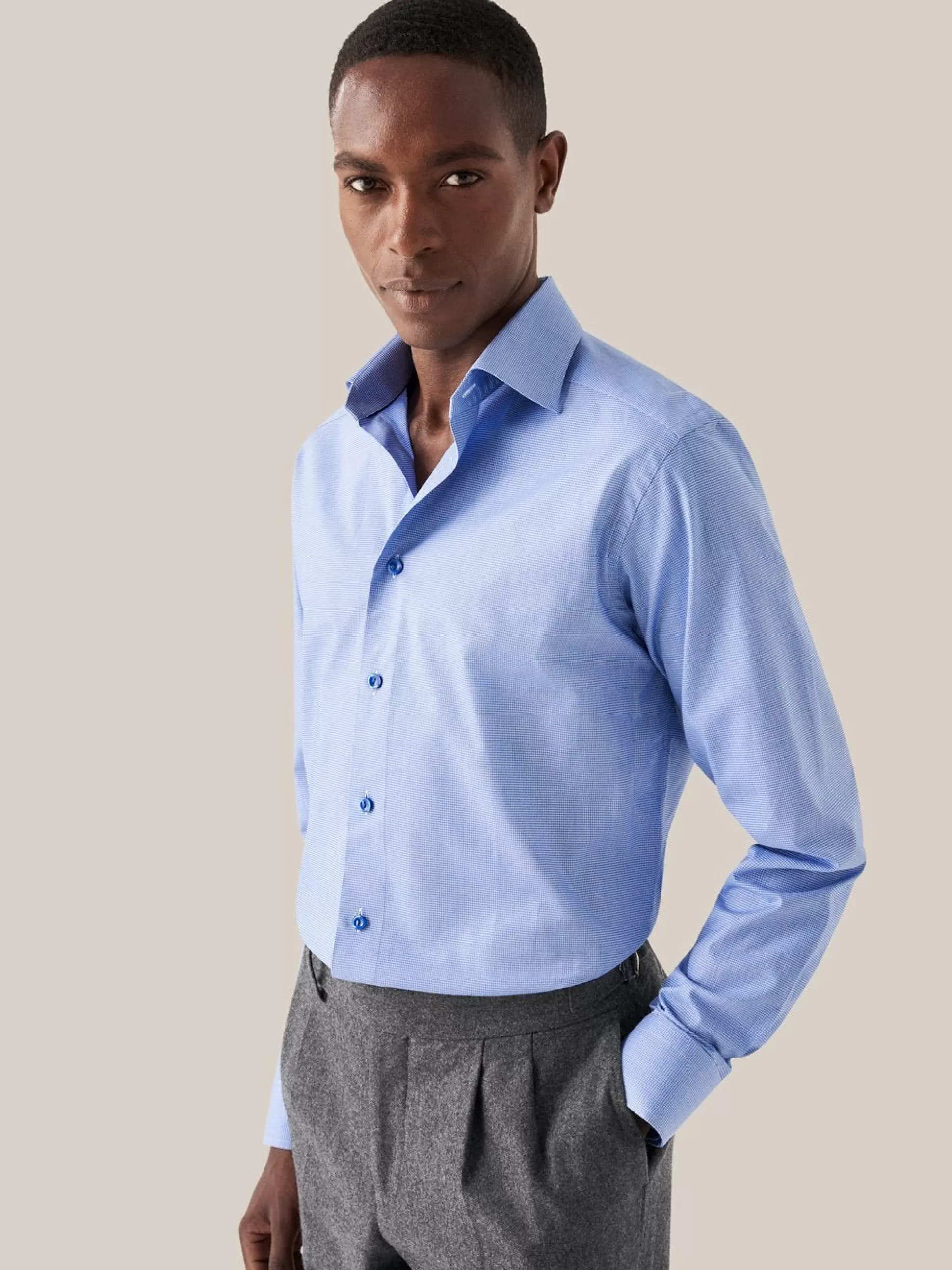 Hot Henry Bucks ETON Cutaway Long Sleeve Shirt Single Cuff Contemporary Fit LIGHT BLUE LIGHT BLUE SC-CONTEMPORARY FIT