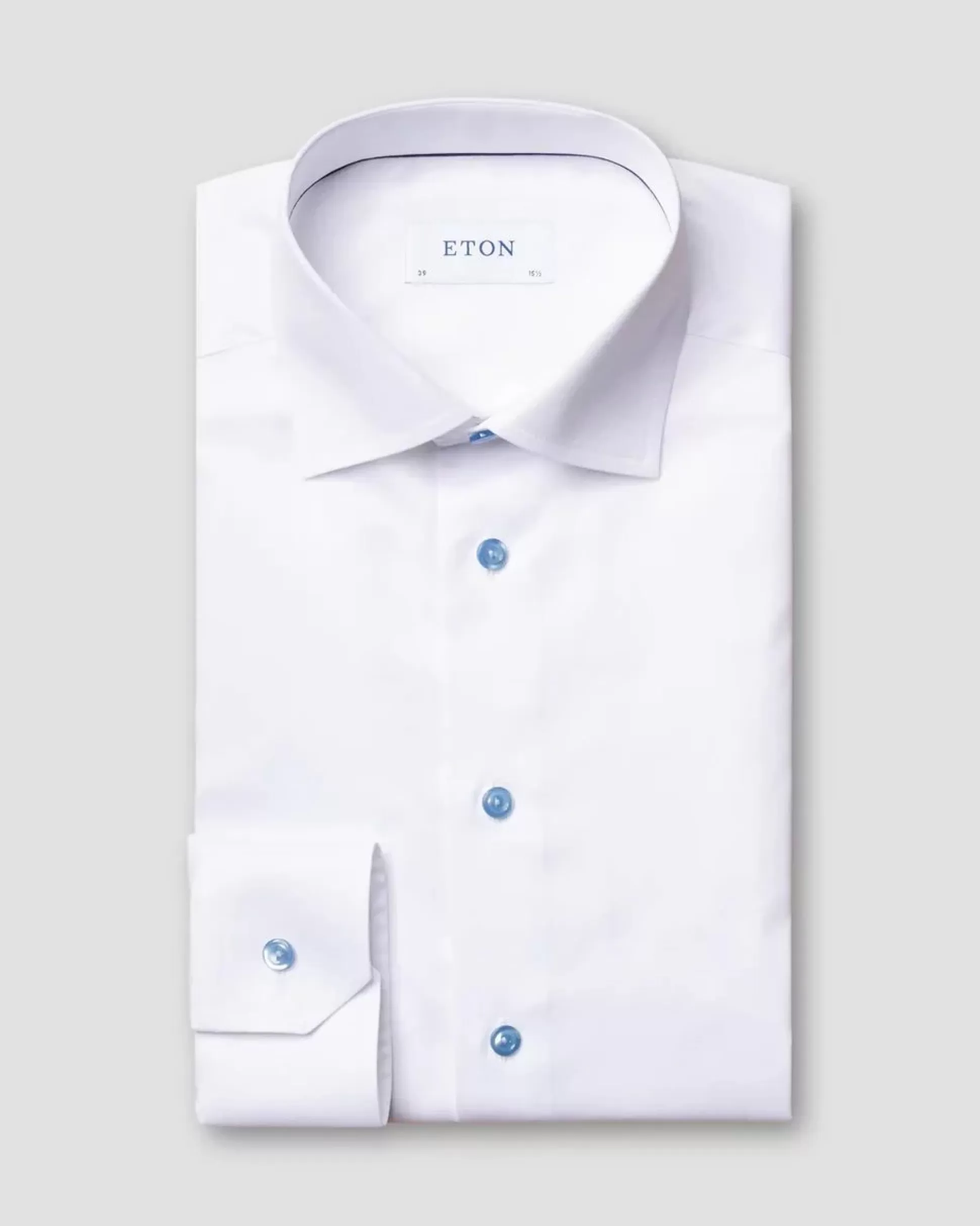 Sale Henry Bucks ETON Plain Shirt With Contrast Button Single Cuff Contemporary Fit WHITE WHITE SC-CONTEMPORARY FIT