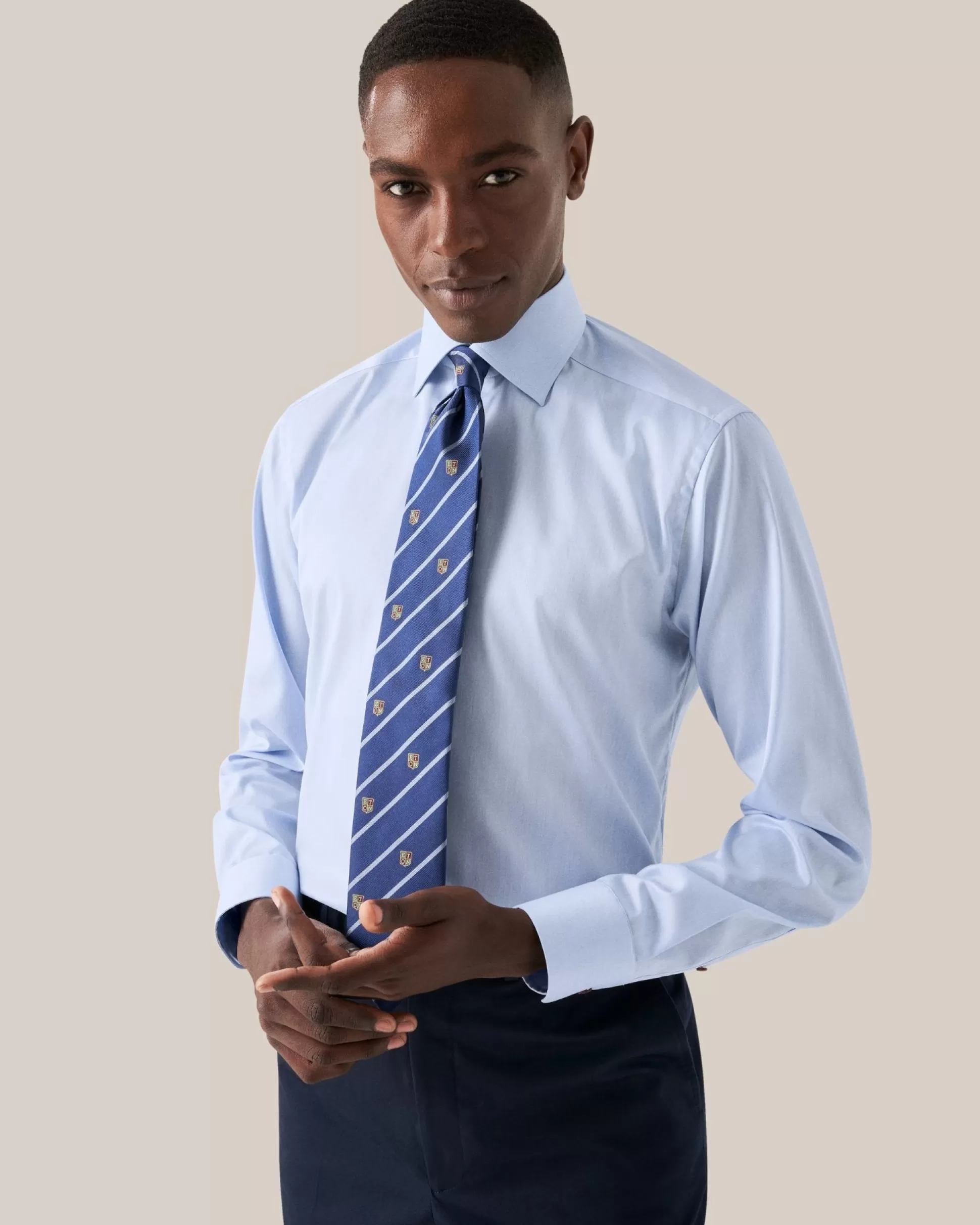Hot Henry Bucks ETON Stretch Long Sleeve Shirt SC Classic Fit MID BLUE MID BLUE SC-CLASSIC FIT