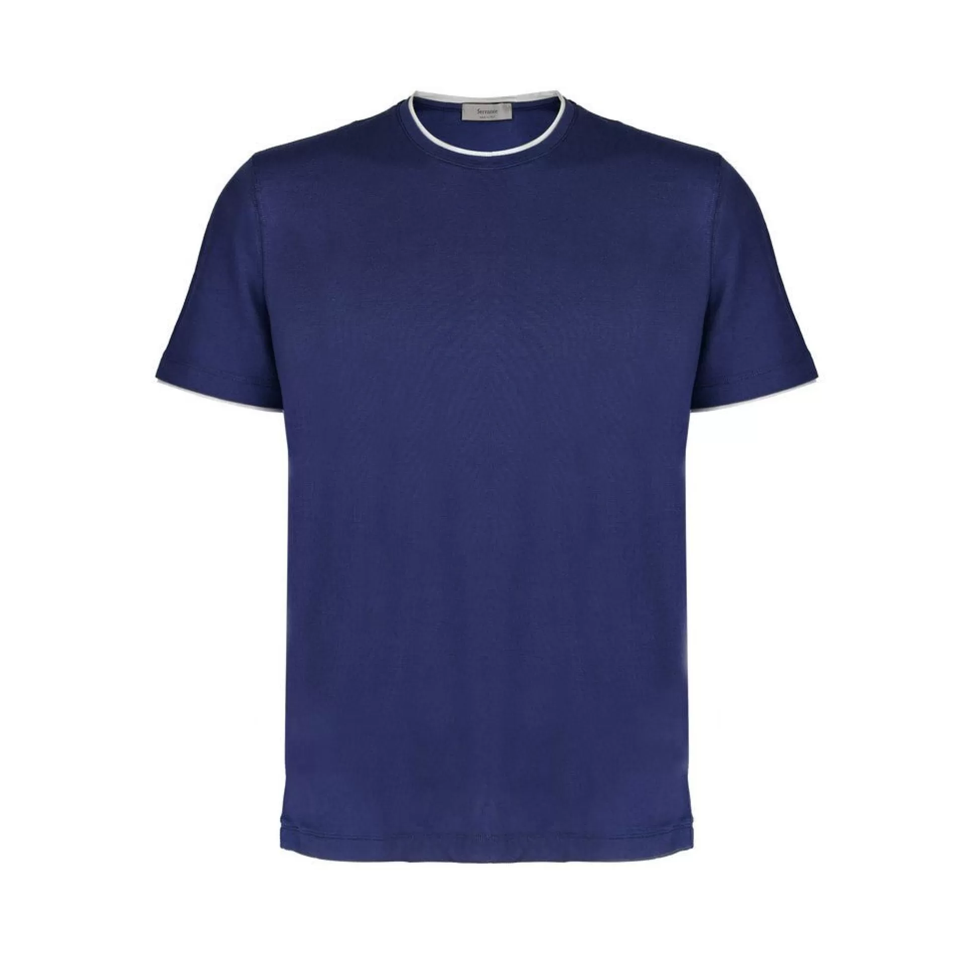 Cheap Henry Bucks FERRANTE Cotton Crew Neck Short Sleeve Shirt MID BLUE