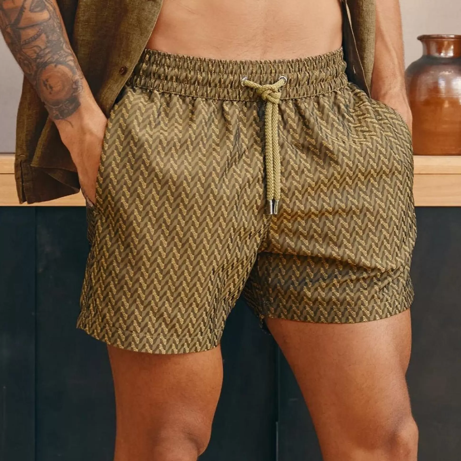Hot Henry Bucks FRESCOBAL CARIOCA Sport Swim Short Copacabana KHAKI REG