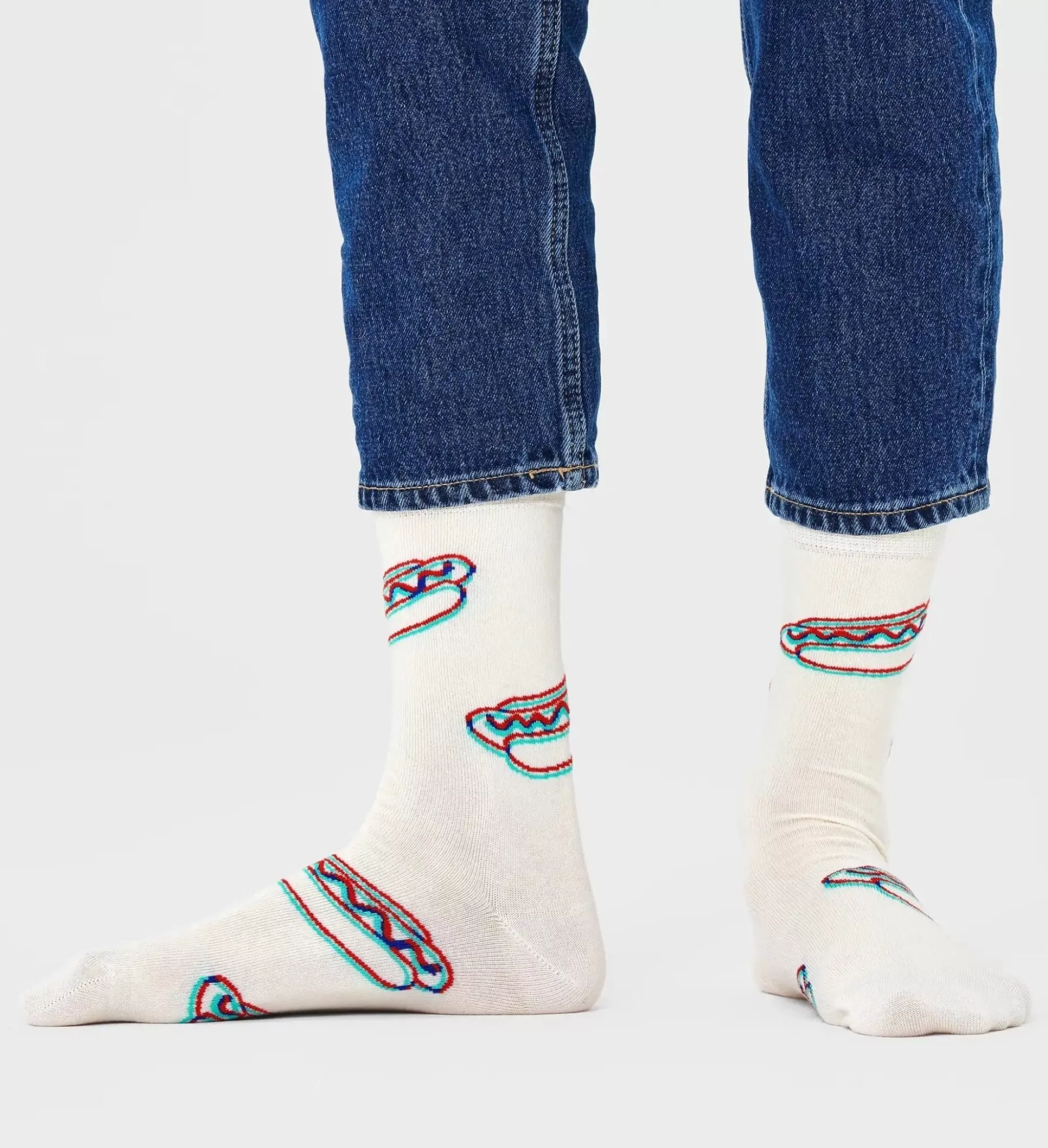 Discount Henry Bucks HAPPY SOCKS Hot Dog Socks WHITE