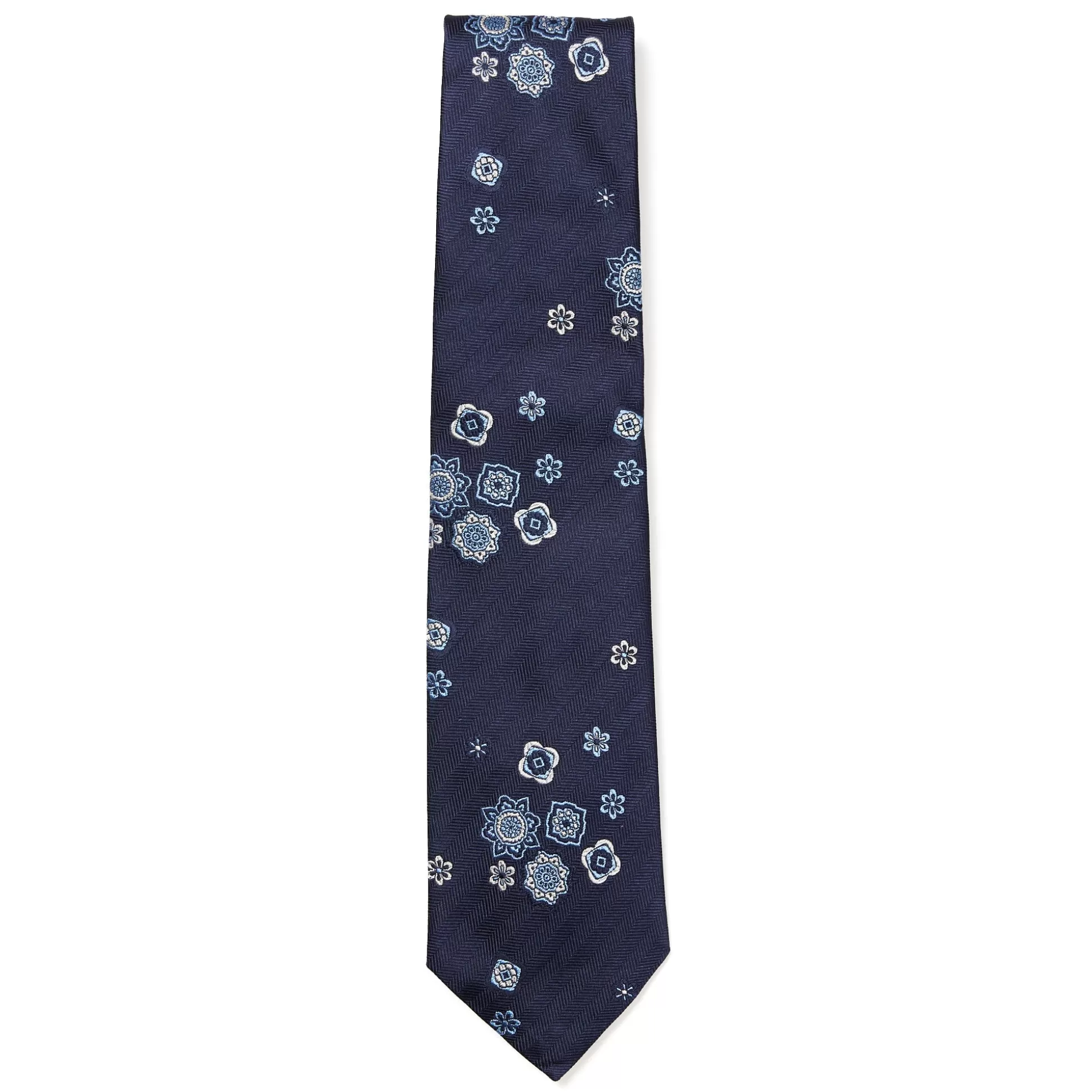 Best Sale Henry Bucks HENRY SARTORIAL 3 Fold Silk Platinum Tie NAVY/BLUE