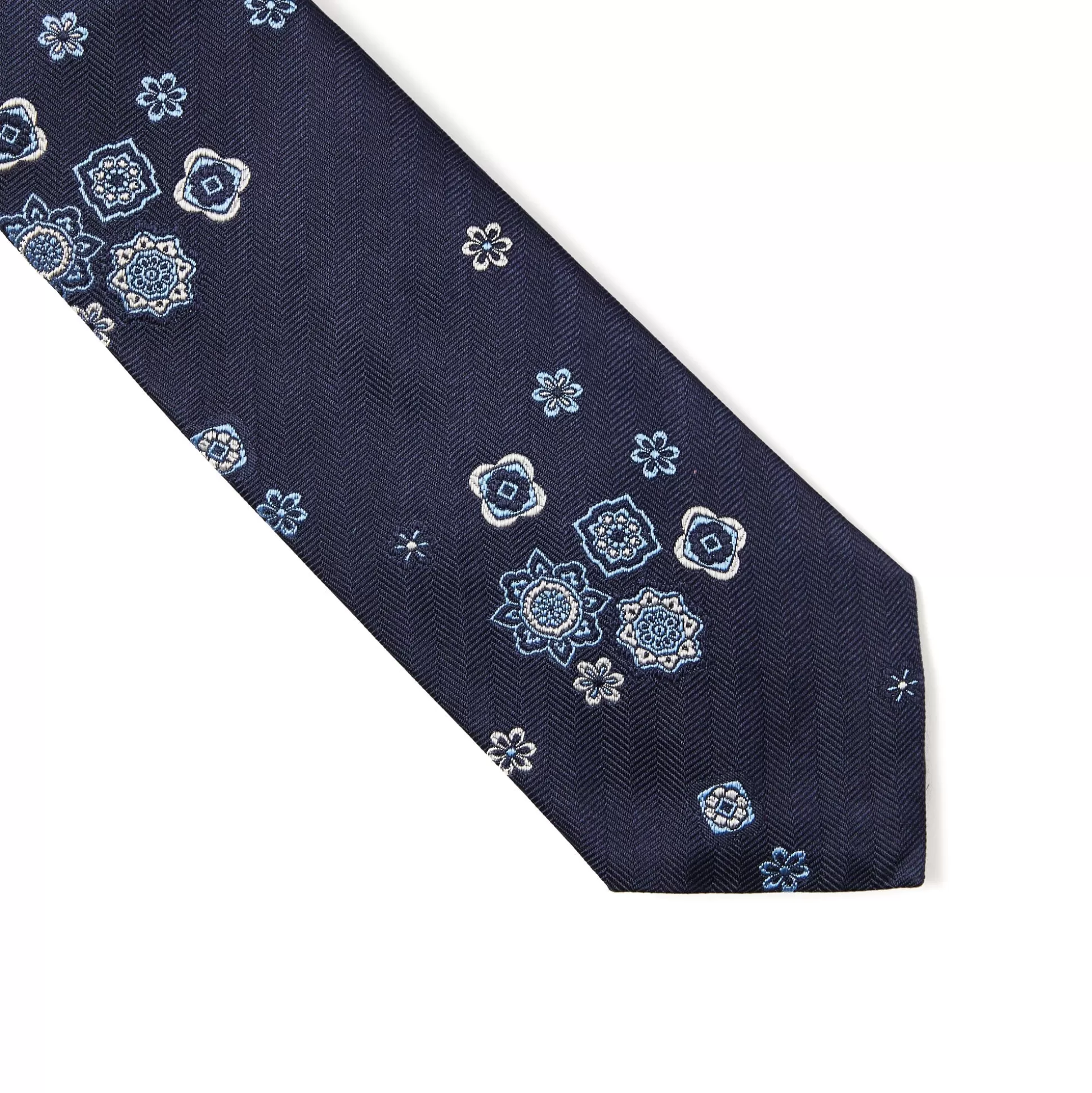 Best Sale Henry Bucks HENRY SARTORIAL 3 Fold Silk Platinum Tie NAVY/BLUE