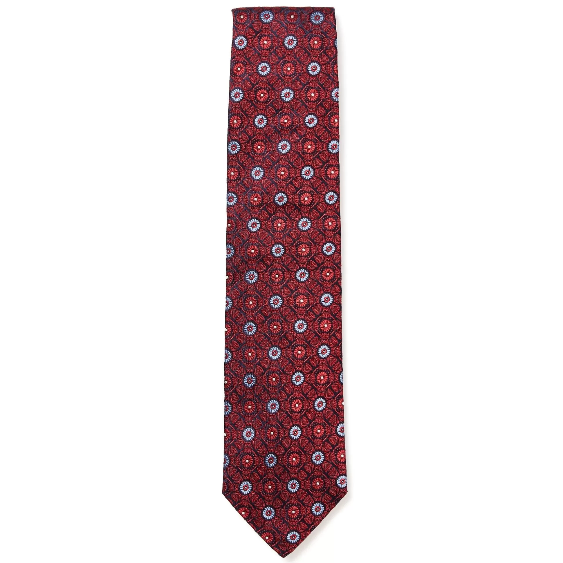 Best Sale Henry Bucks HENRY SARTORIAL 3 Fold Silk Platinum Tie RED/BLUE