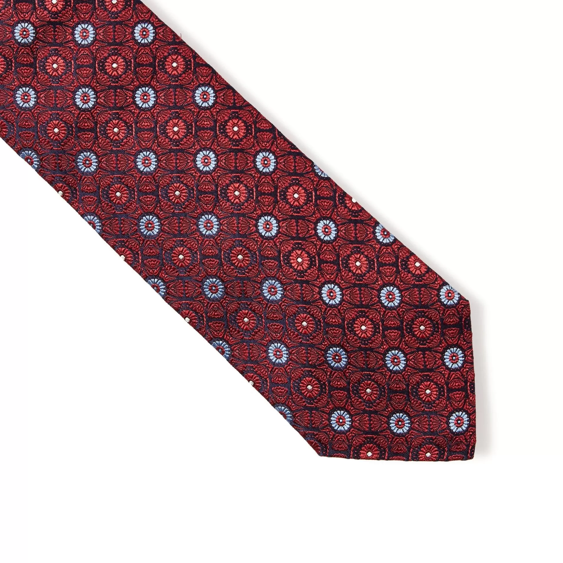 Best Sale Henry Bucks HENRY SARTORIAL 3 Fold Silk Platinum Tie RED/BLUE