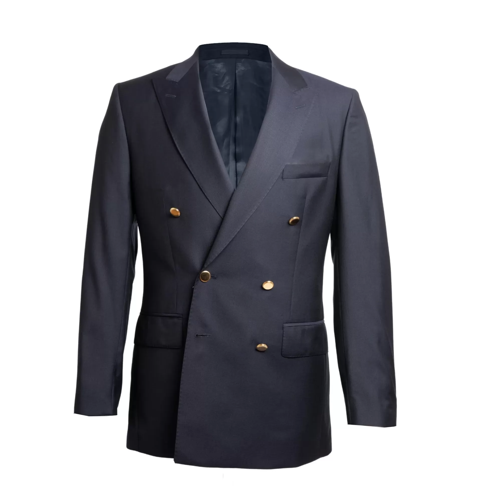 New Henry Bucks Henry Sartorial Zegna Travel Fabric Peak Lapel Twill Blazer NAVY REG