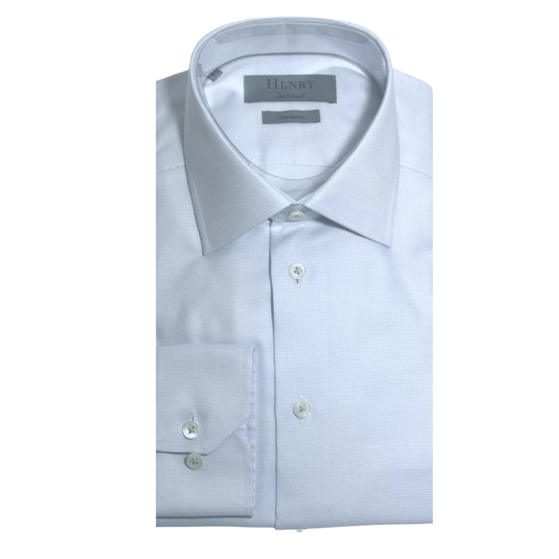 Hot Henry Bucks HENRY SARTORIAL Bedford Shirt Single Cuff Contemporary Fit Silver SILVER SC-CONTEMPORARY FIT