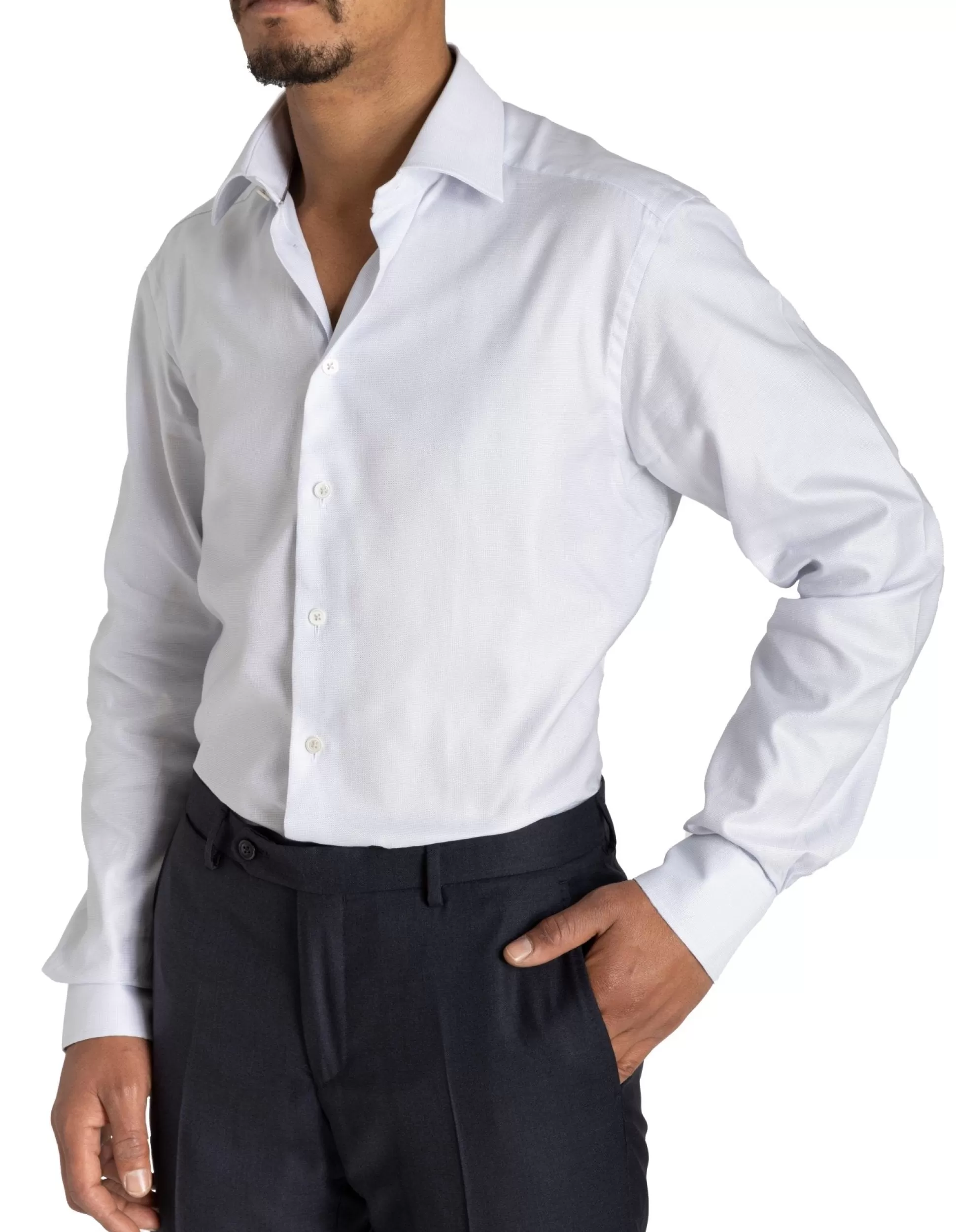 Hot Henry Bucks HENRY SARTORIAL Bedford Shirt Single Cuff Contemporary Fit Silver SILVER SC-CONTEMPORARY FIT