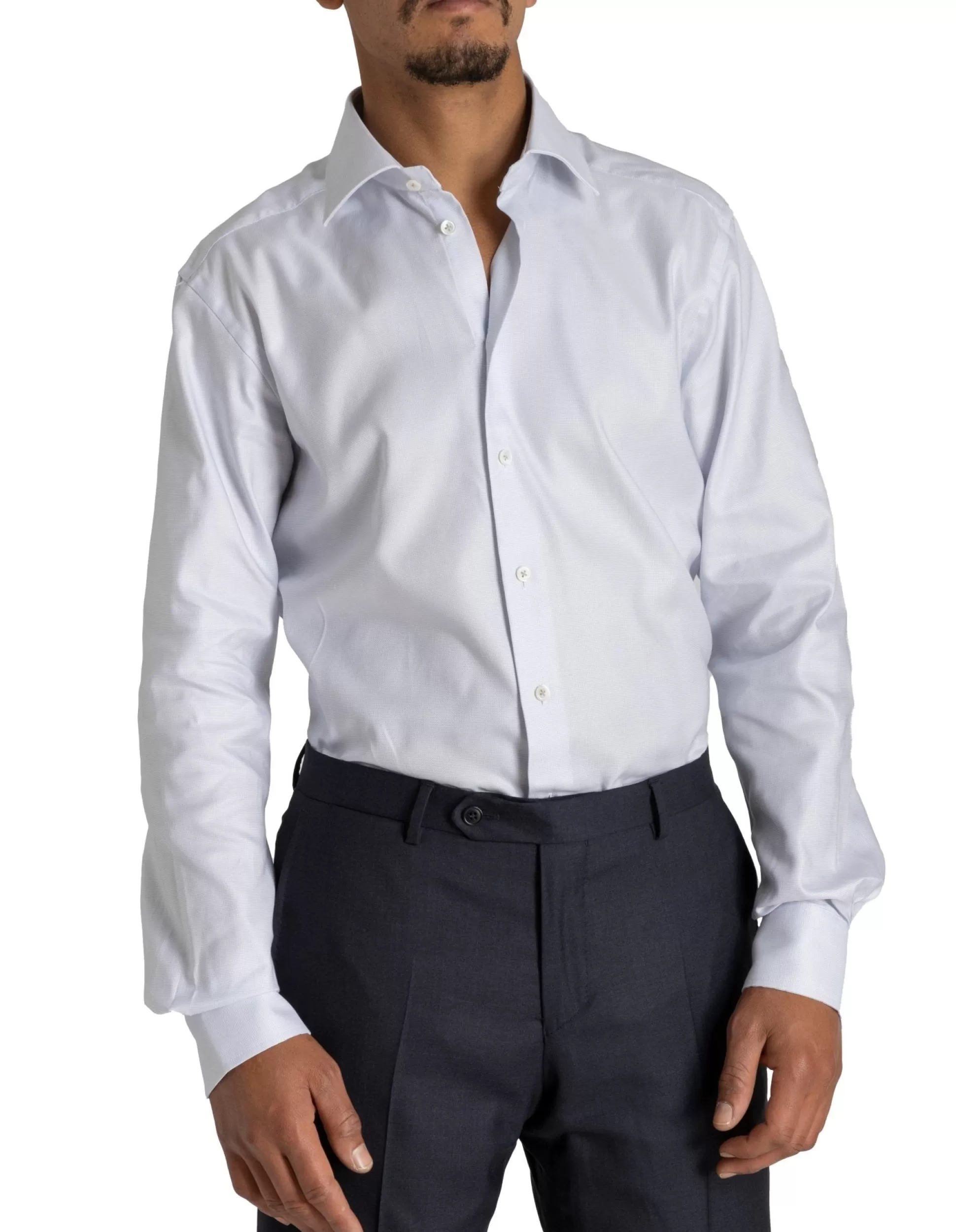 Hot Henry Bucks HENRY SARTORIAL Bedford Shirt Single Cuff Contemporary Fit Silver SILVER SC-CONTEMPORARY FIT