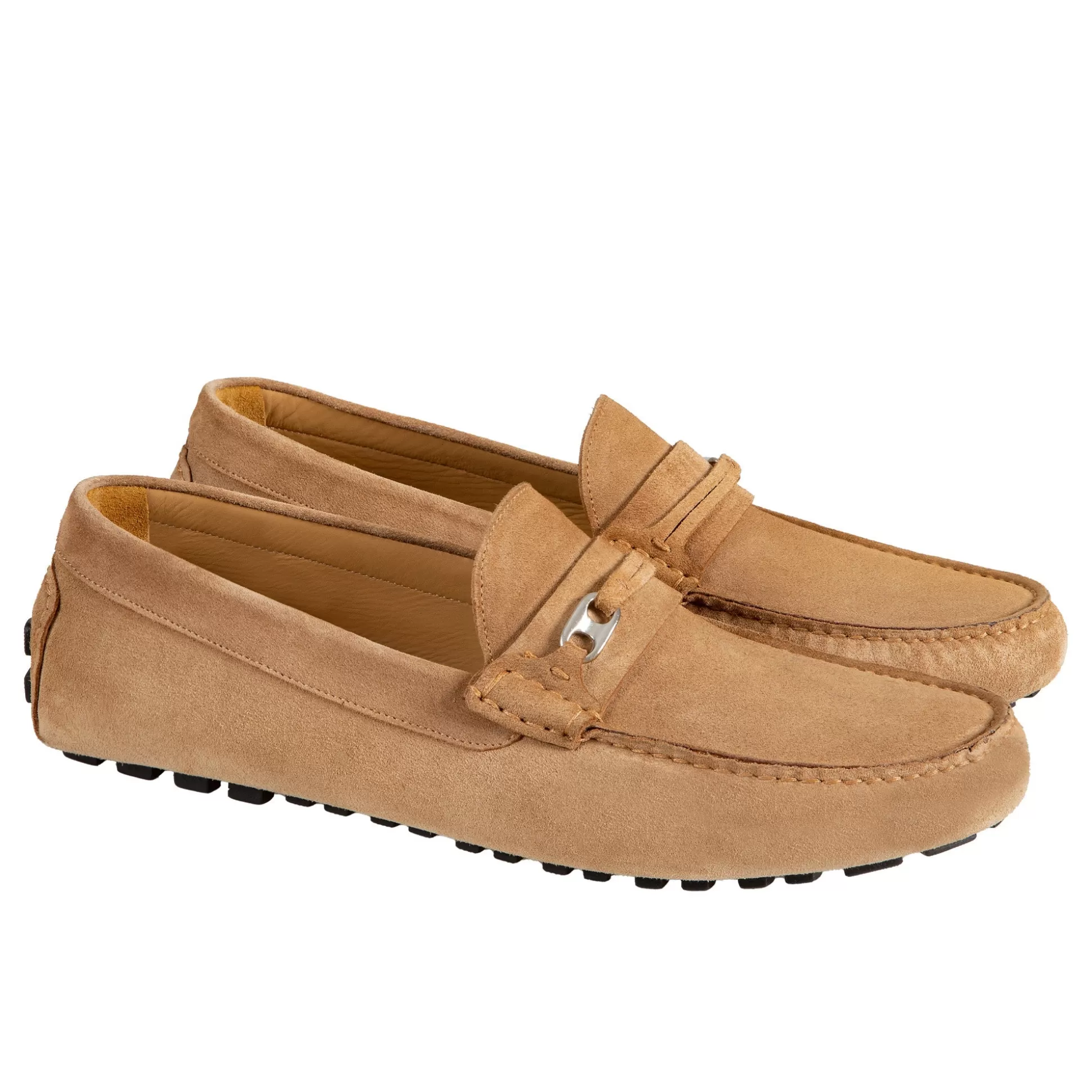 Flash Sale Henry Bucks HENRY SARTORIAL Calf Driving Shoes With Metal Trim CAMEL