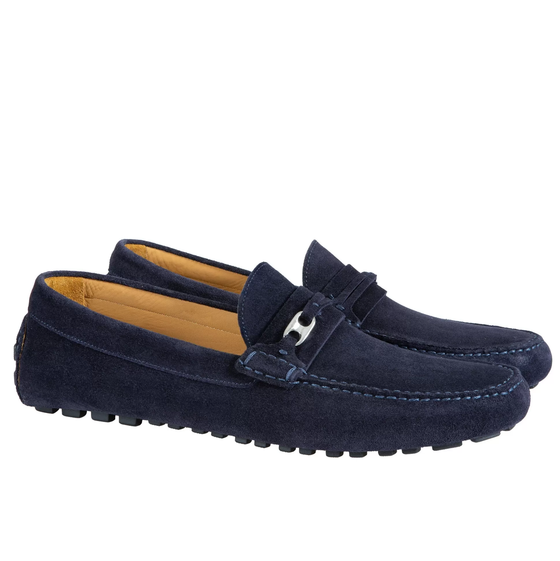 Online Henry Bucks HENRY SARTORIAL Calf Driving Shoes With Metal Trim NAVY