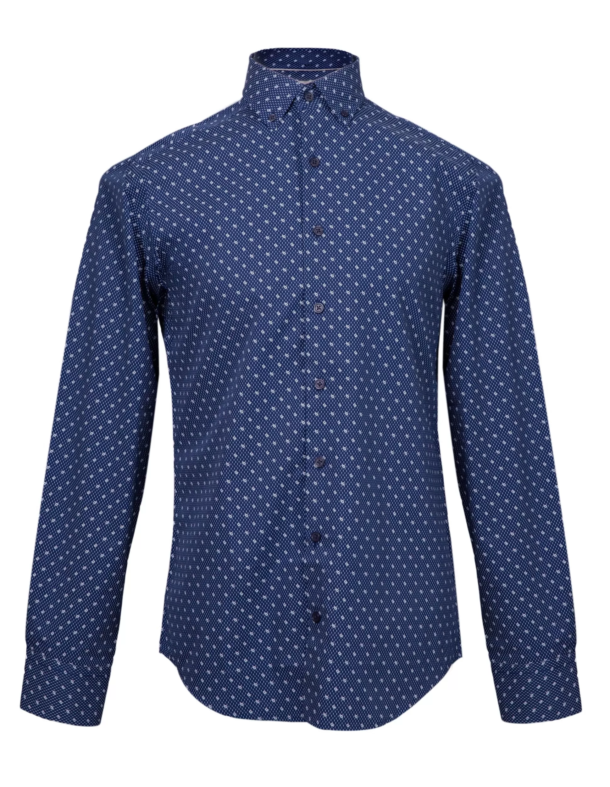 Hot Henry Bucks HENRY SARTORIAL Casual Pattern Shirt NAVY
