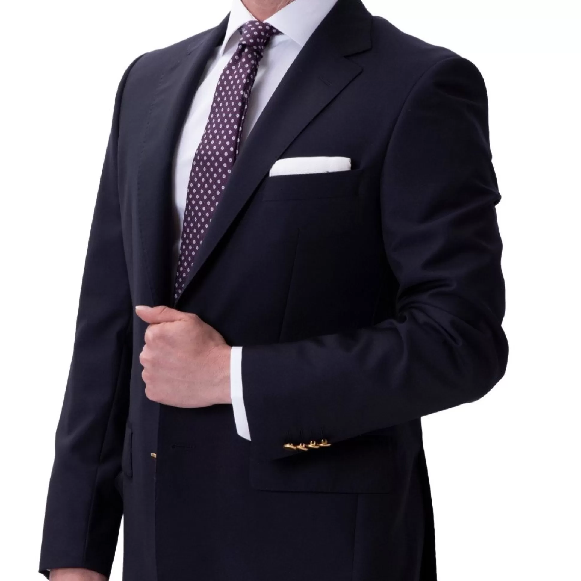 Hot Henry Bucks HENRY SARTORIAL Milan Notch Lapel Zegna Fabric Travel Plain Twill Blazer NAVY LG