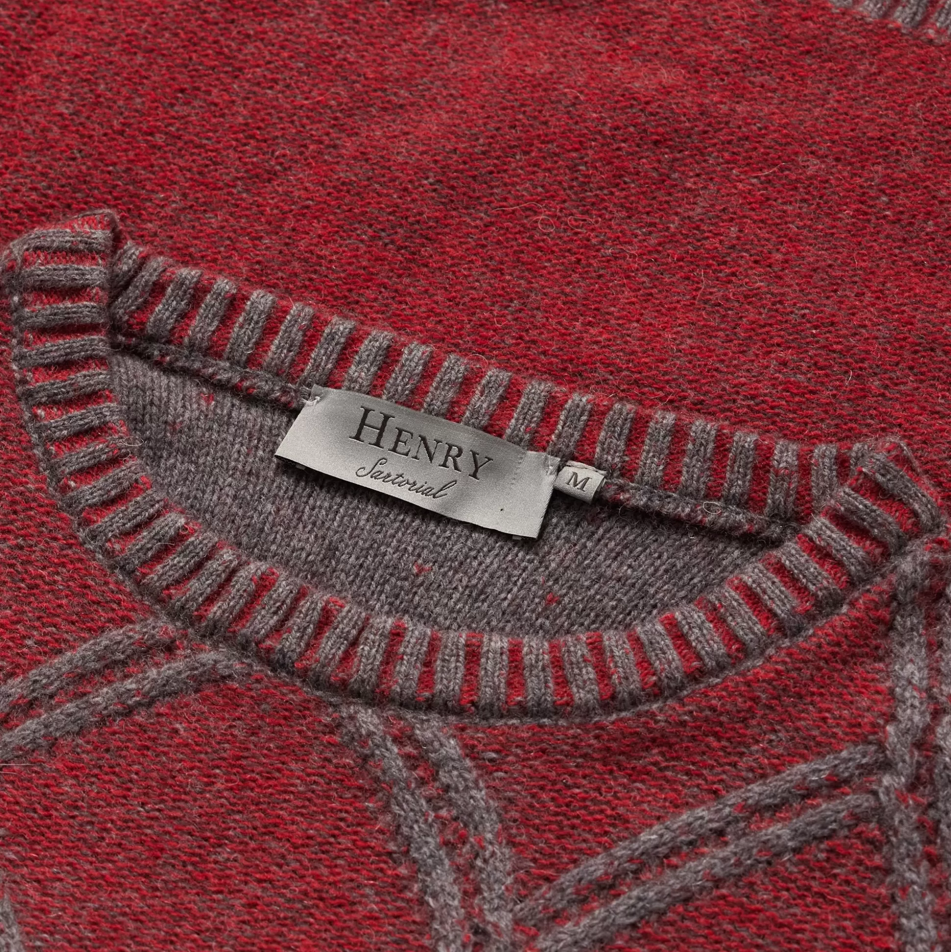 Best Sale Henry Bucks HENRY SARTORIAL Plaid Crew Neck 70% Wool 7GG RED