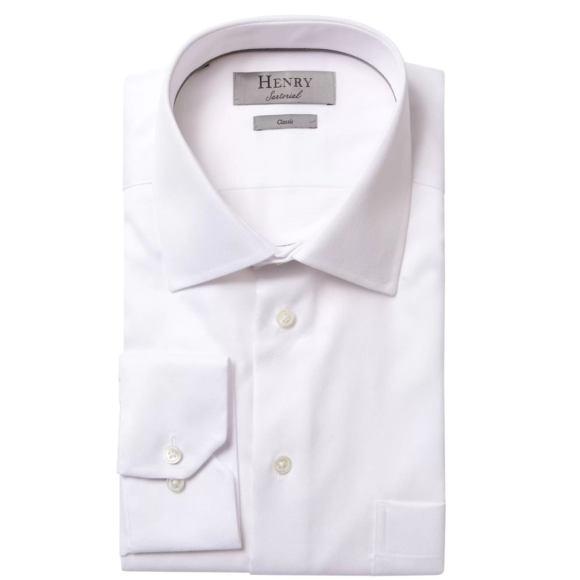 Sale Henry Bucks HENRY SARTORIAL Plain Oxford Business Shirt Single Cuff Classic Fit WHITE WHITE SC-CLASSIC FIT