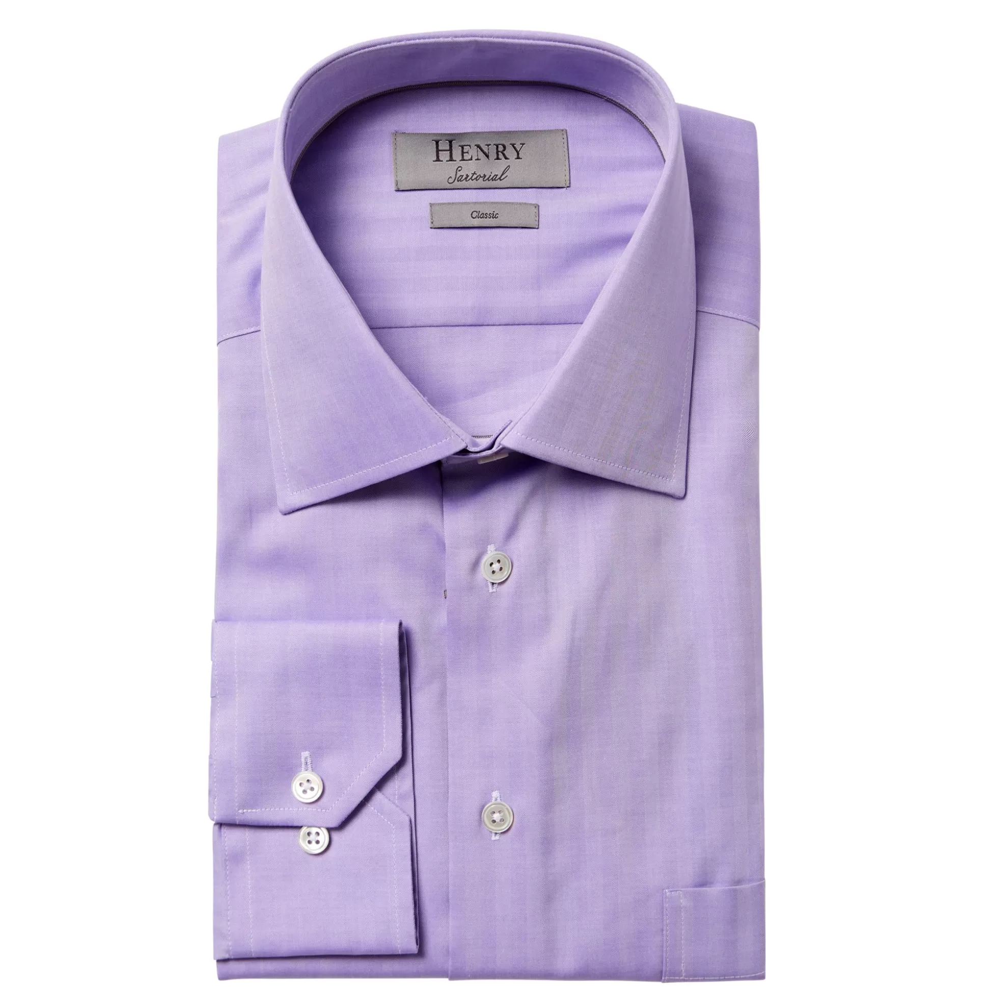 Clearance Henry Bucks HENRY SARTORIAL Plain Twill Business Single Cuff Classic Fit Shirt PURPLE PURPLE SC-CLASSIC FIT
