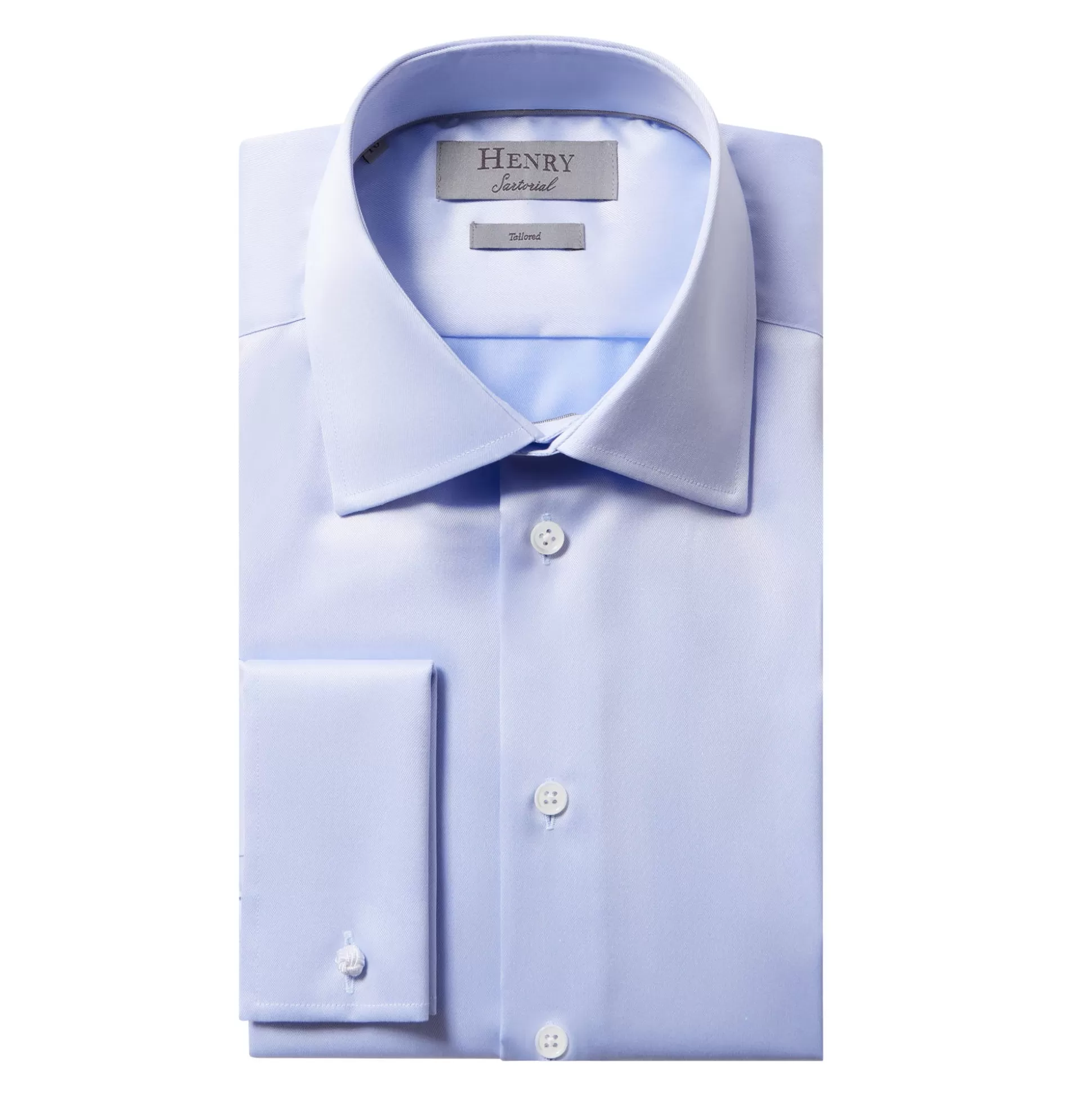 Cheap Henry Bucks HENRY SARTORIAL Plain Twill Shirt Double Cuff (DC) SKY SKY DC