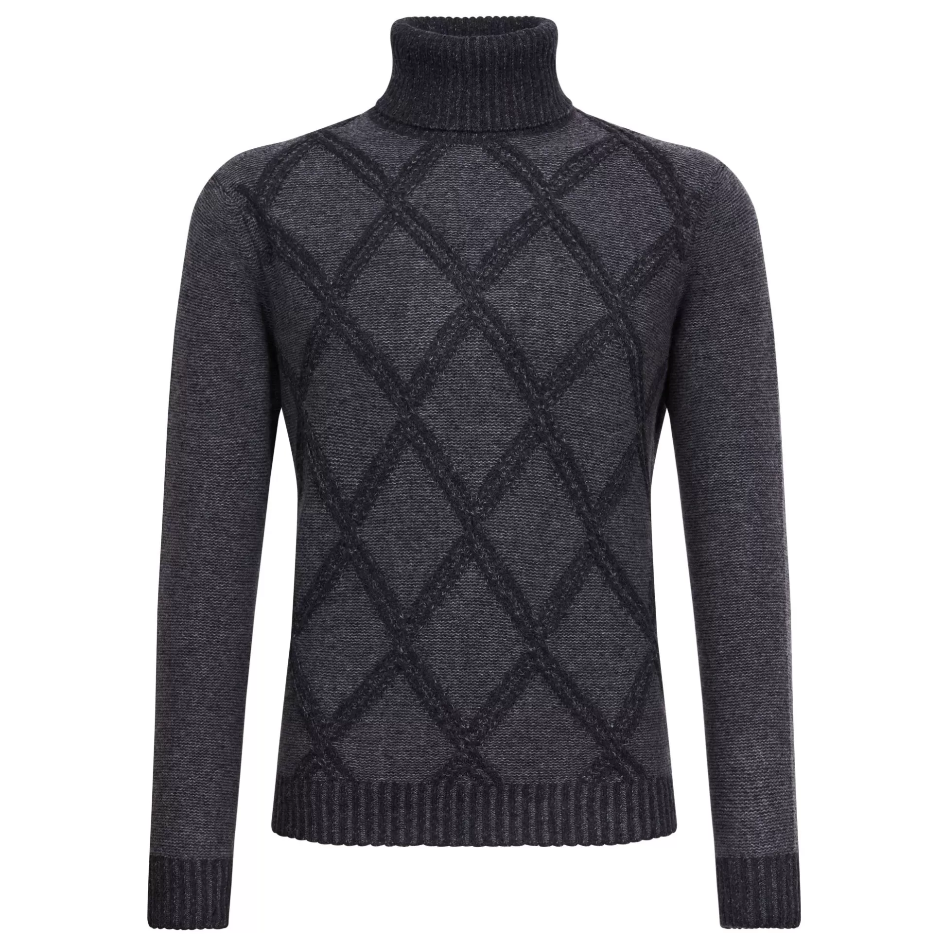 Cheap Henry Bucks HENRY SARTORIAL Plated Roll Neck Wool Knit CHARCOAL