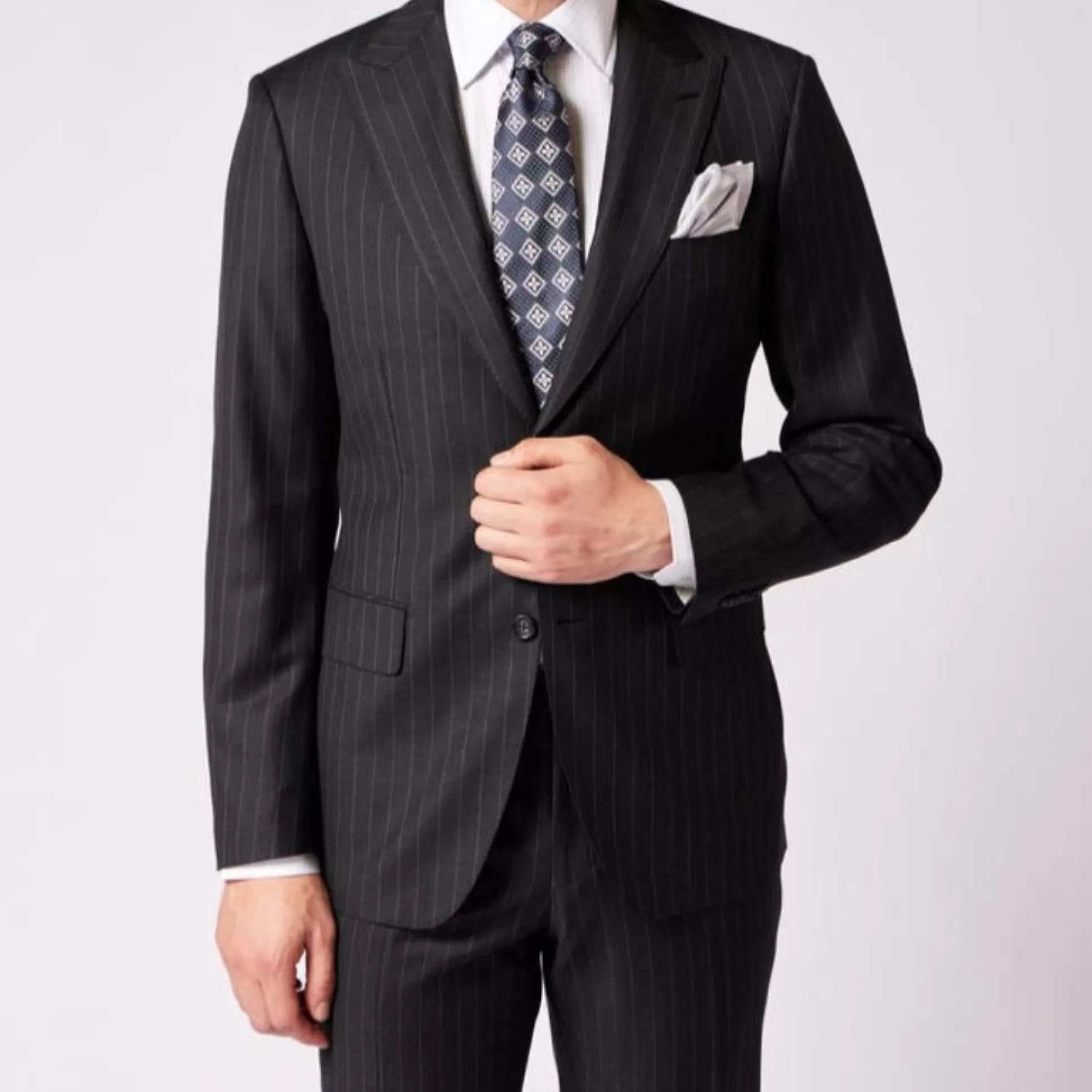 Flash Sale Henry Bucks HENRY SARTORIAL Westminster Peak Lapel Suit CHARCOAL STRIPE REG
