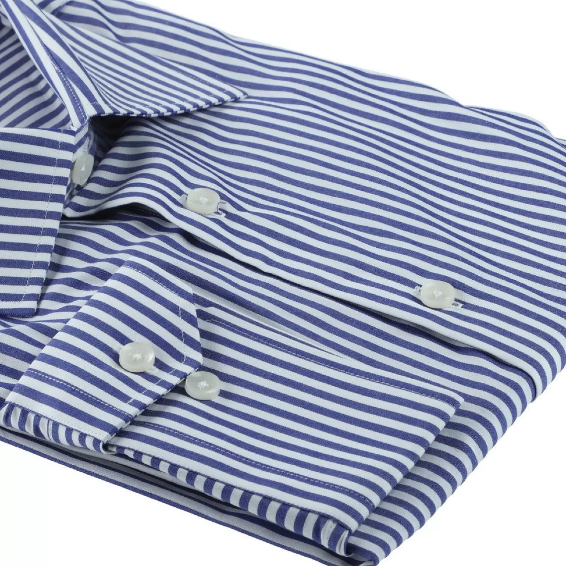 Clearance Henry Bucks HENRY SARTORIAL White Collar Single Cuff Cotton Shirt WHITE/NAVY WHITE/NAVY SC