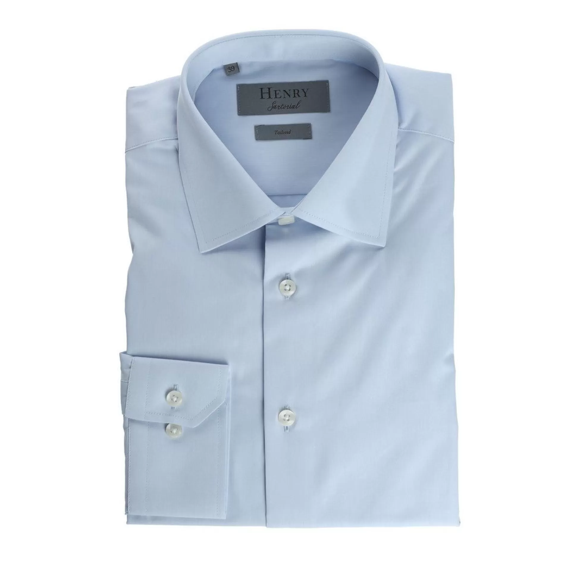 Clearance Henry Bucks HENRY SARTORIAL White Collar Single Cuff Shirt BABY BLUE BABY BLUE SC