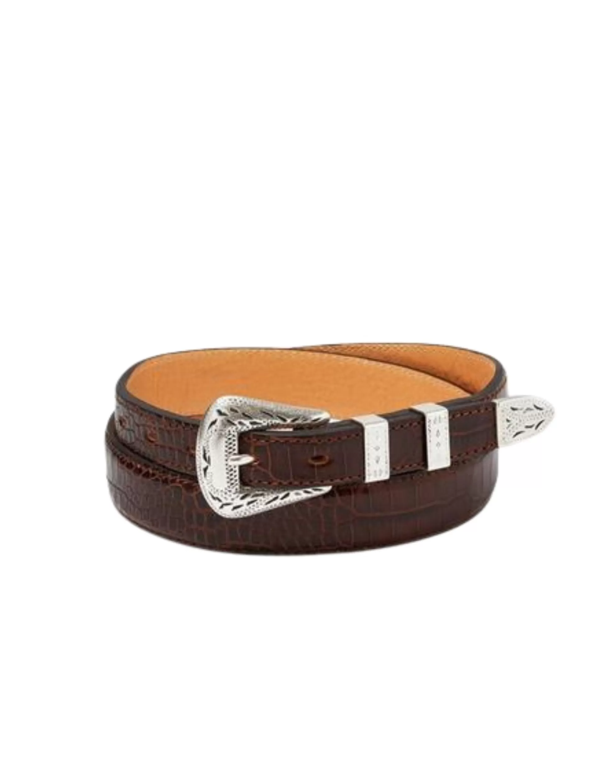Sale Henry Bucks HENRY SARTORIAL X ADRIANO MENEGHETTI Croc Leather Belt DARK BROWN