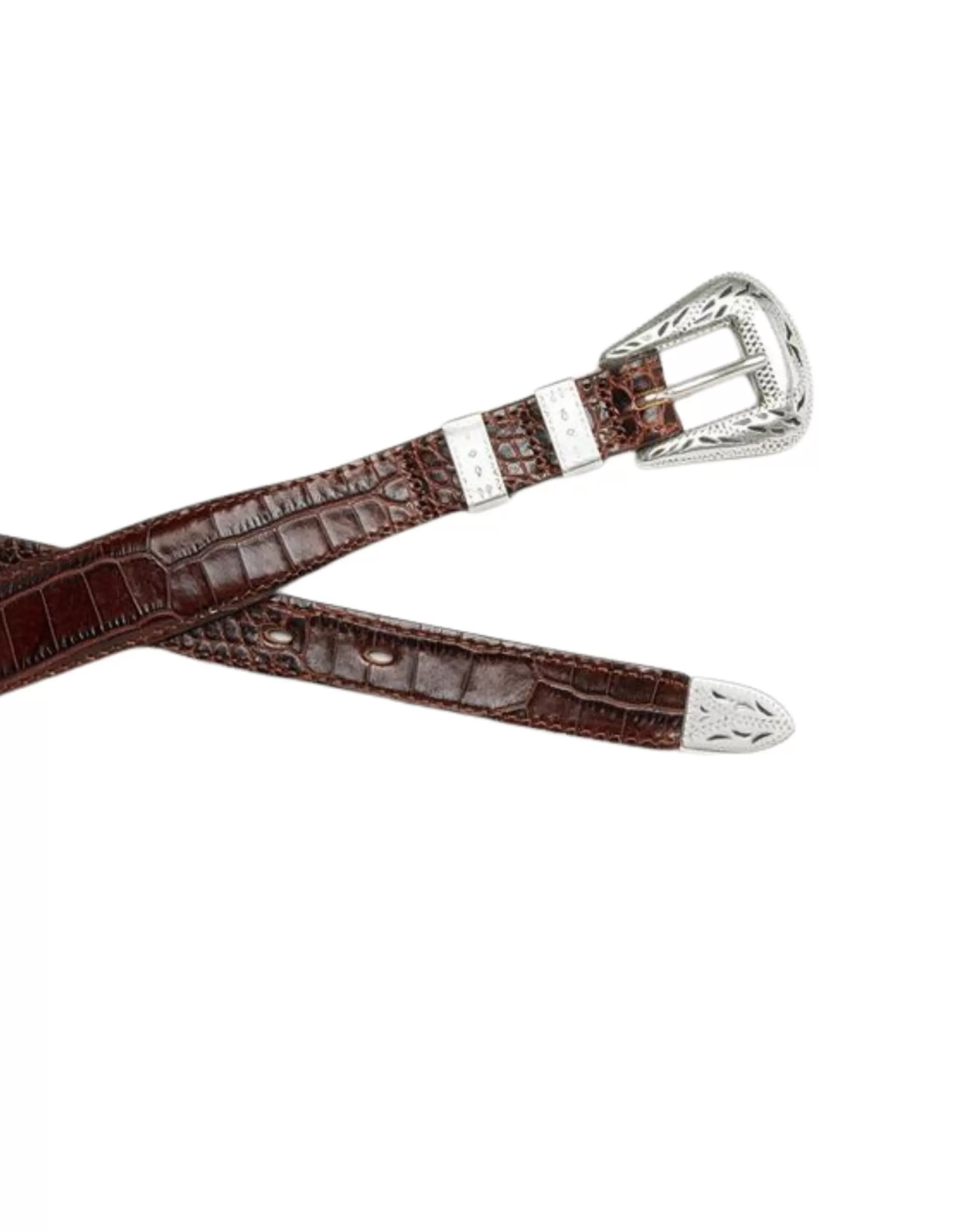 Sale Henry Bucks HENRY SARTORIAL X ADRIANO MENEGHETTI Croc Leather Belt DARK BROWN