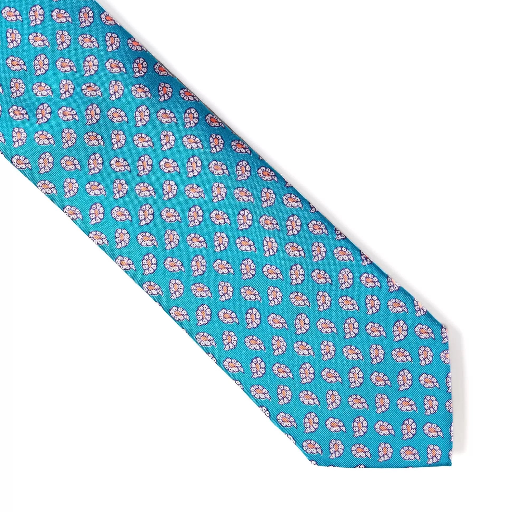 Fashion Henry Bucks HENRY SARTORIAL X CANTINI Paisley Silk Tie AQUA