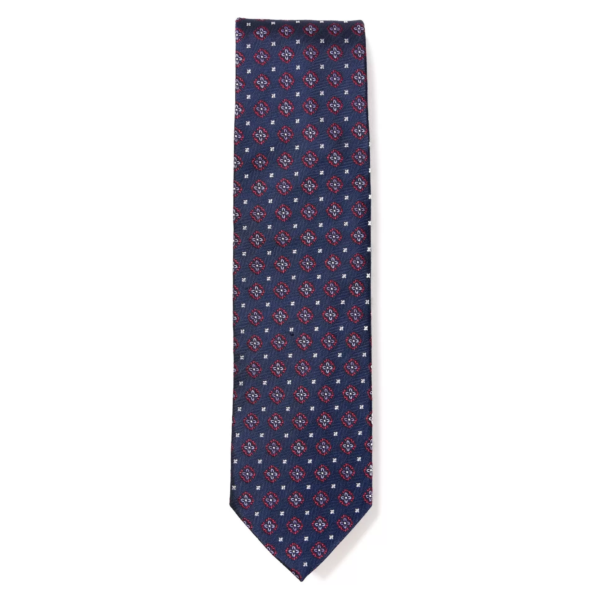 New Henry Bucks HENRY SARTORIAL X CANTINI Woven Silk Tie NAVY/WINE