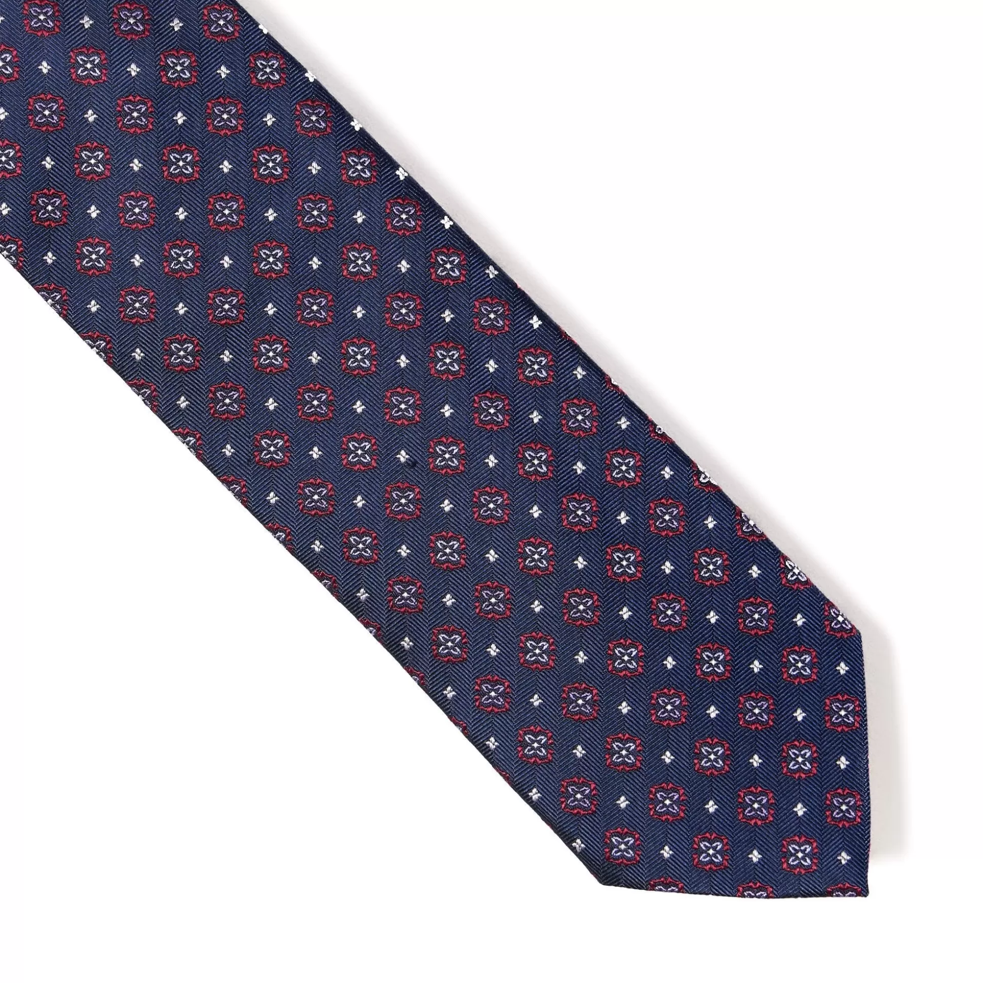 New Henry Bucks HENRY SARTORIAL X CANTINI Woven Silk Tie NAVY/WINE