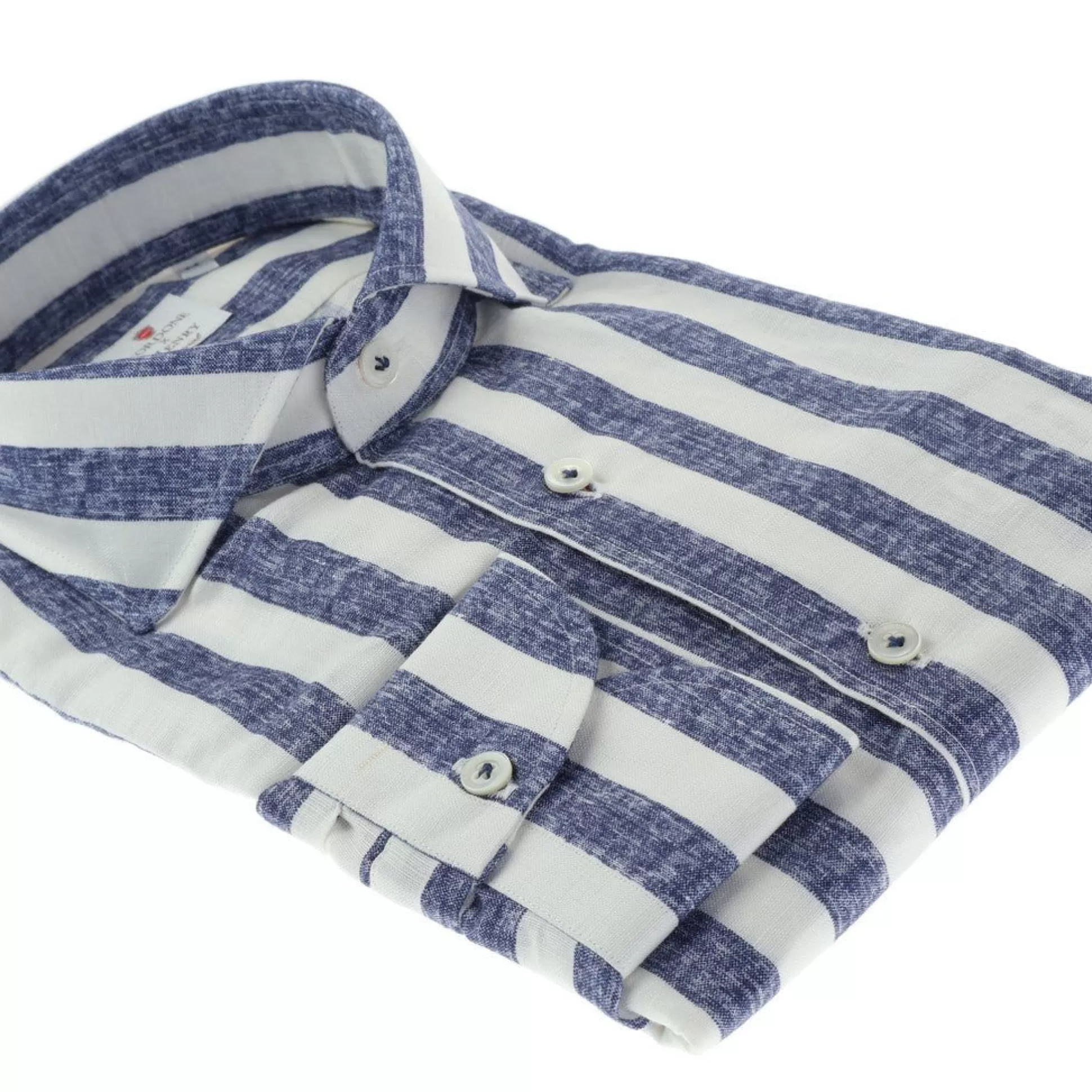 Best Sale Henry Bucks HENRY SARTORIAL X CORDONE Cotton/Linen Stripe Shirt BLUE/WHITE BLUE/WHITE STRIPES