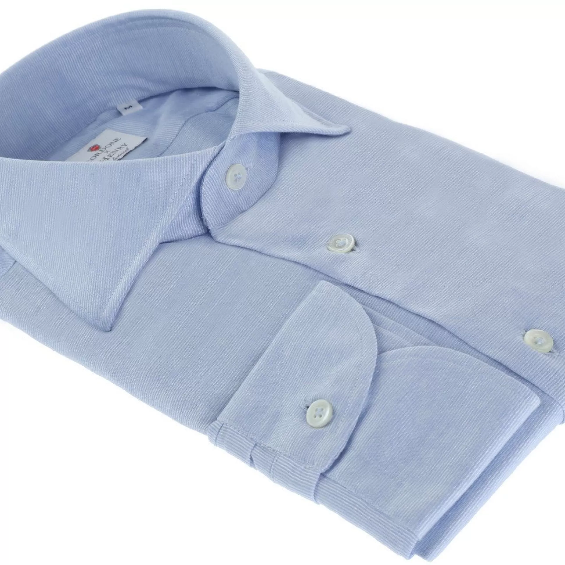 Best Sale Henry Bucks HENRY SARTORIAL X CORDONE Cotton/Silk Jersey Shirt BLUE/SKY