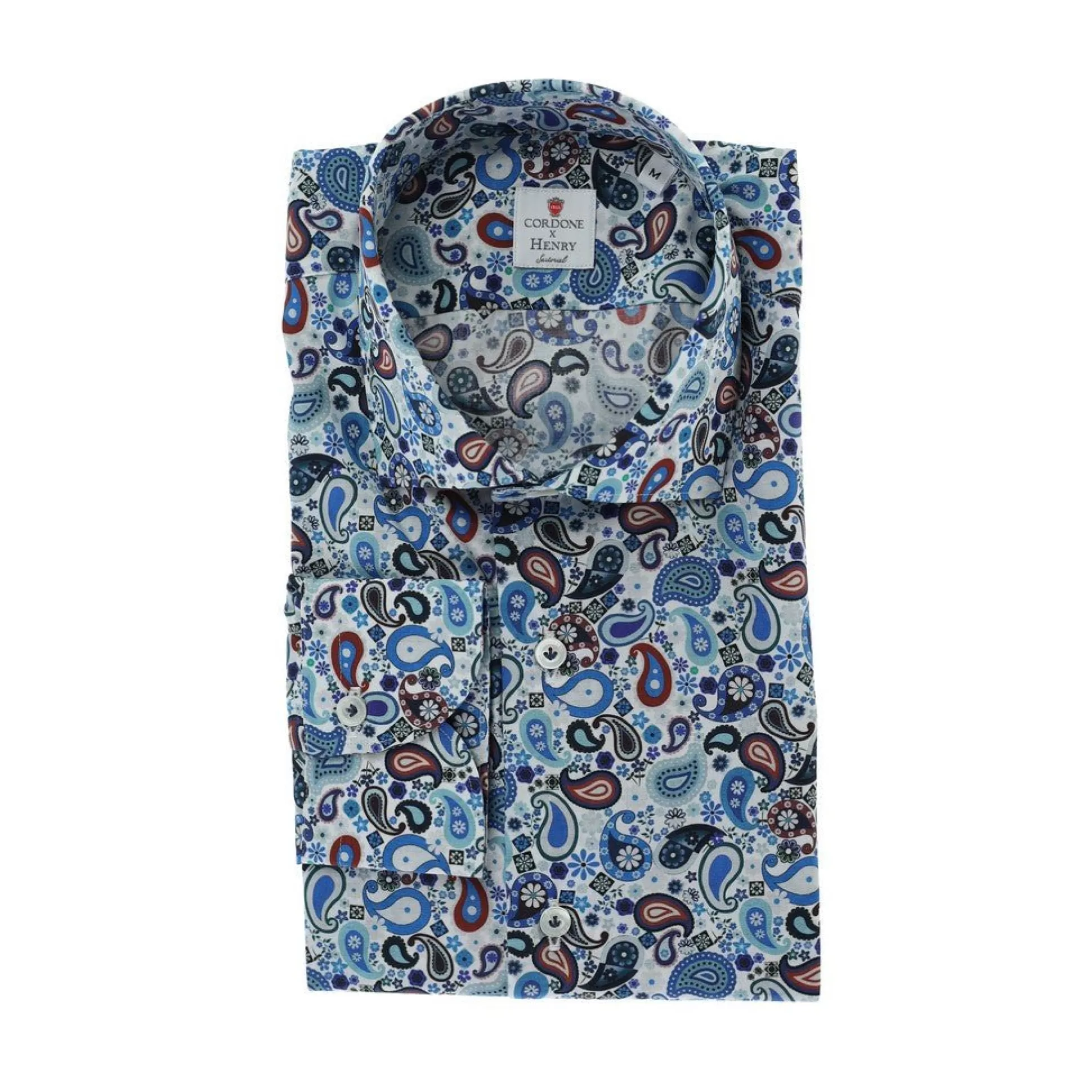 Sale Henry Bucks HENRY SARTORIAL X CORDONE Printed Cotton Shirt BLUE MULTI