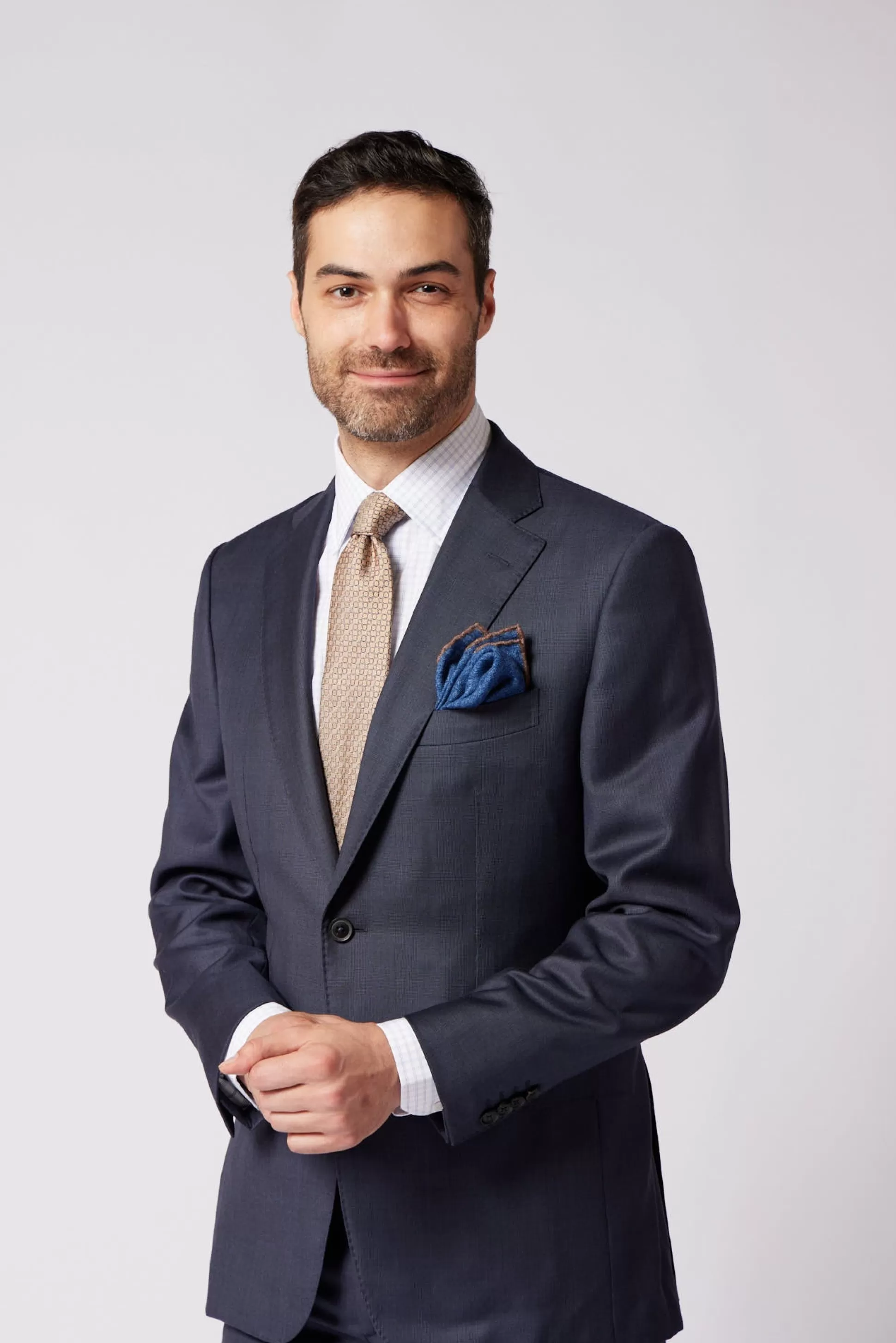 Discount Henry Bucks Henry Sartorial X Dormeuil Check Suit NAVY REG