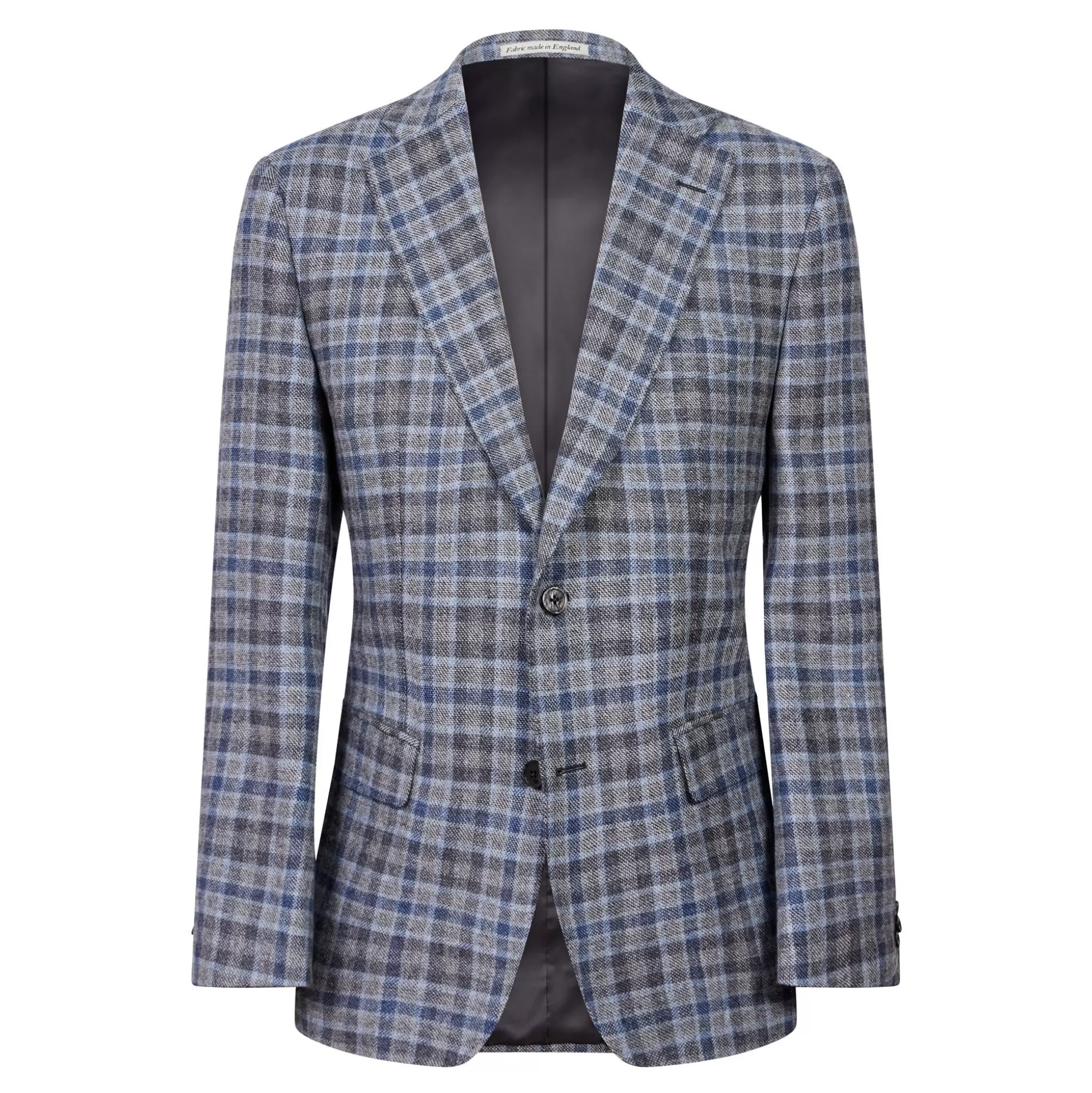 New Henry Bucks HENRY SARTORIAL X DORMEUIL Dun Full Canvas Check Blazer GREY/SKY REG