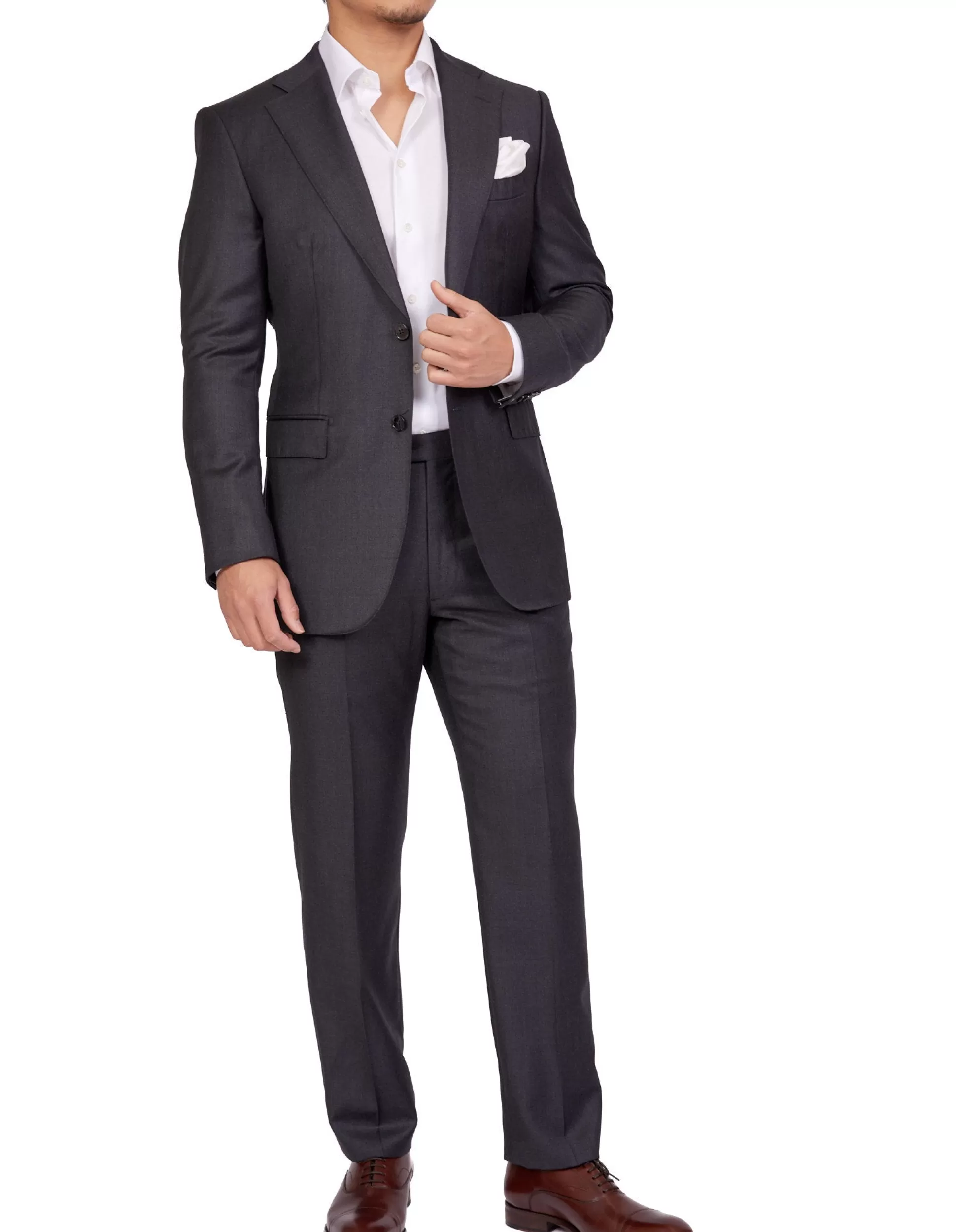 New Henry Bucks HENRY SARTORIAL X DORMEUIL Full Canvas Plain Suit CHARCOAL REG