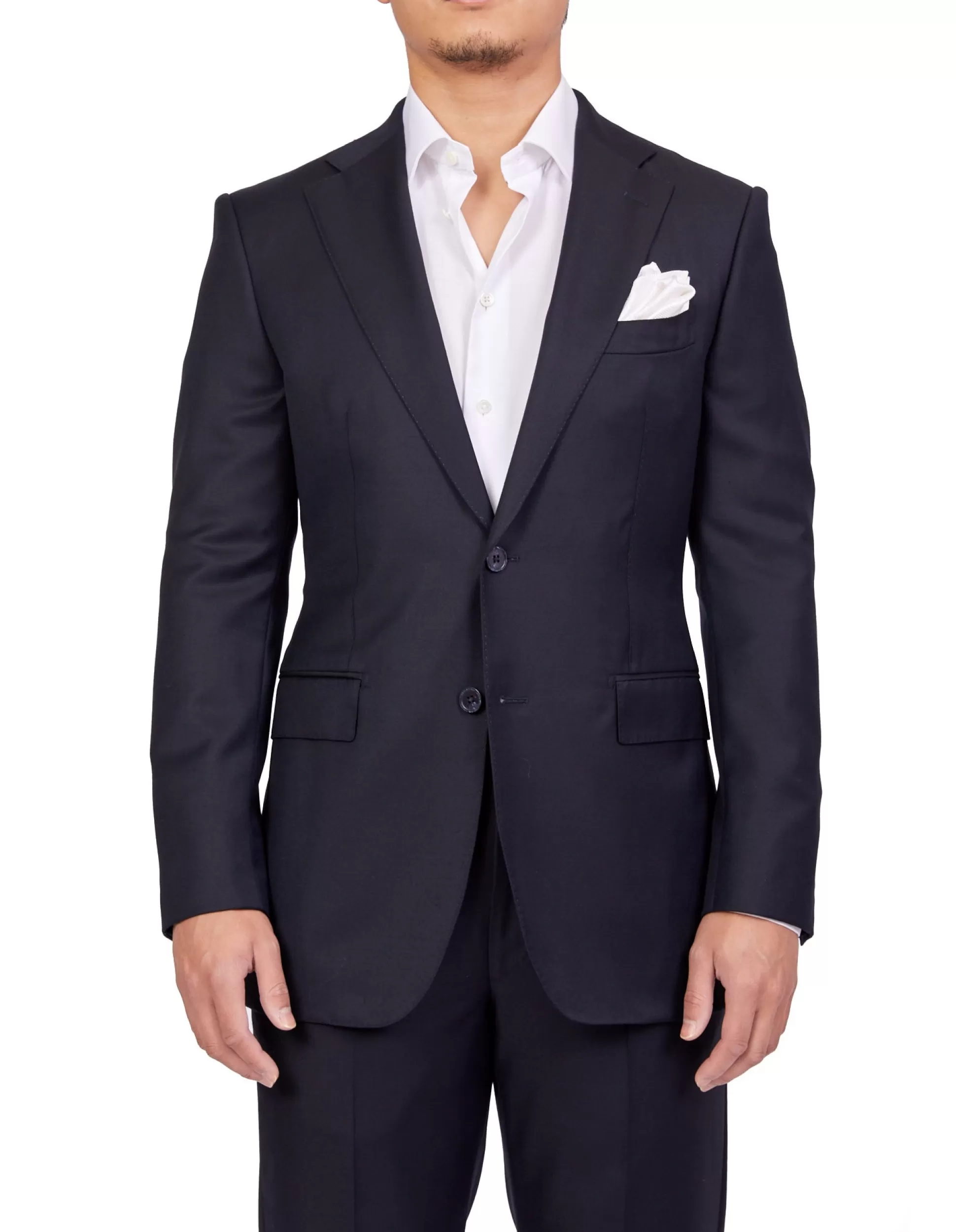 New Henry Bucks HENRY SARTORIAL X DORMEUIL Full Canvas Plain Suit NAVY REG