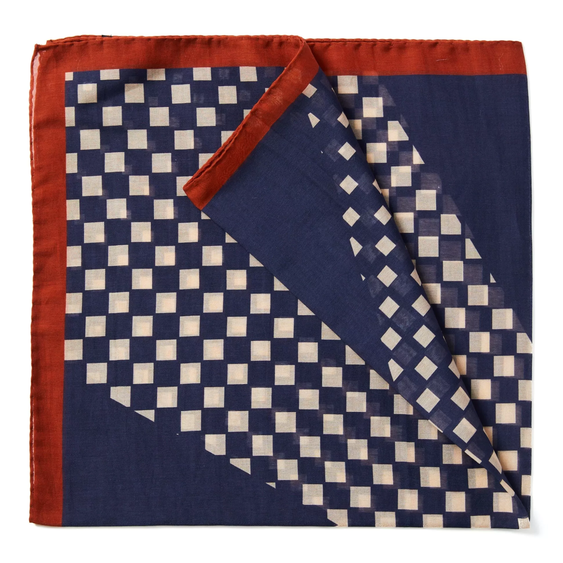 New Henry Bucks HENRY SARTORIAL X FLORENCE Silk/Cotton Foulard Chiffon NAVY BEIGE