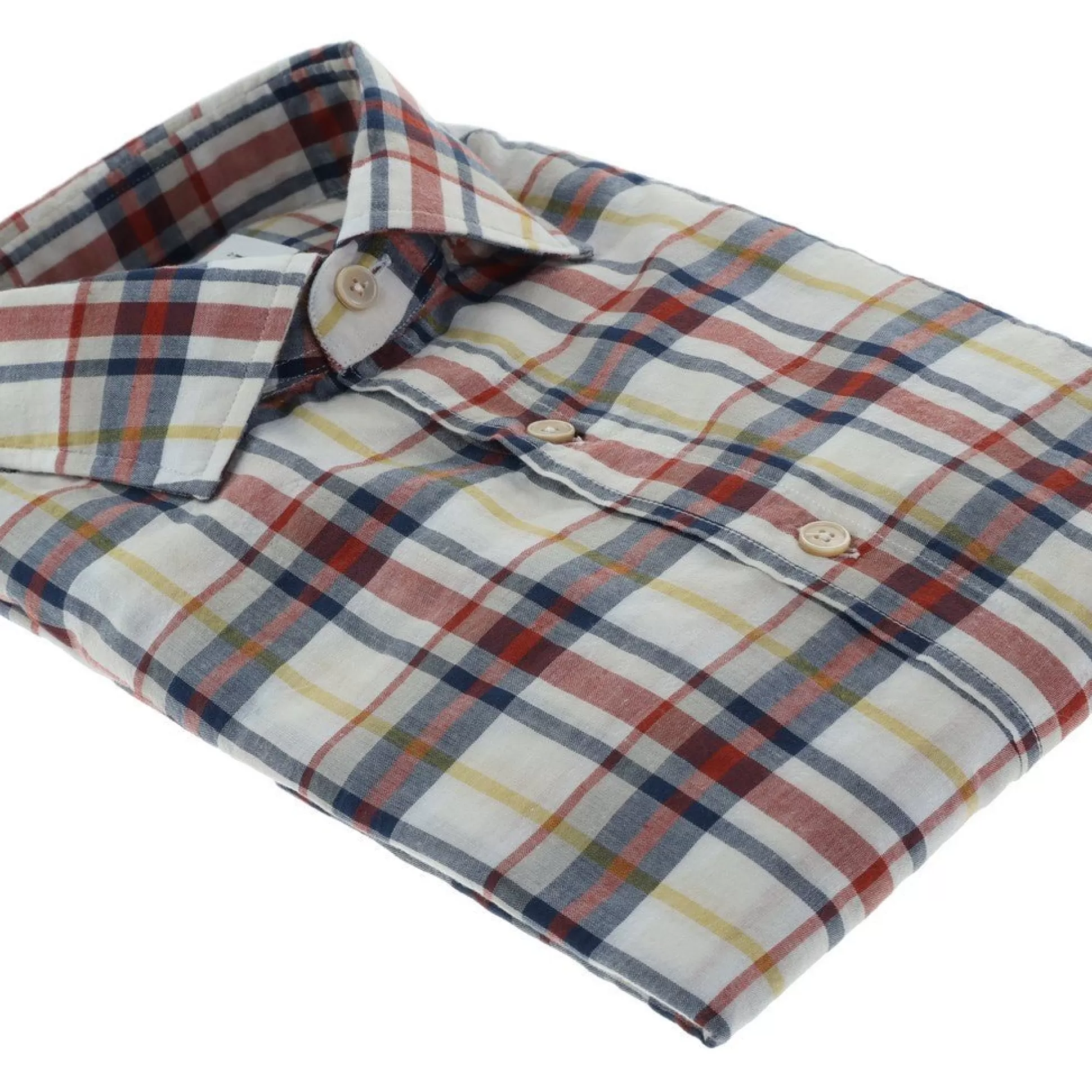 Clearance Henry Bucks HENRY SARTORIAL X GHERARDI Check Long Sleeve Casual Shirt RED/YELLOW/NAVY