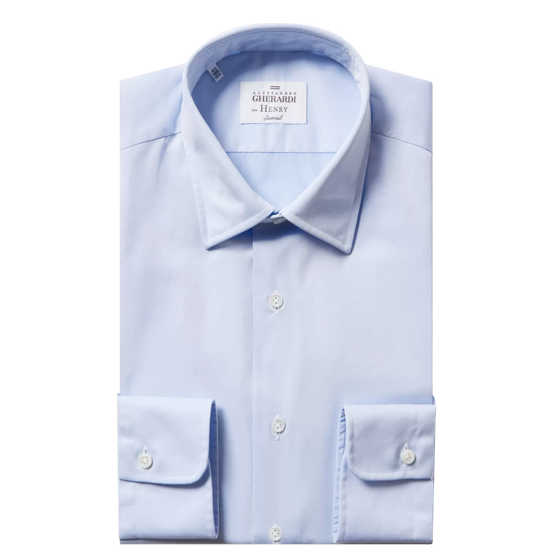 Online Henry Bucks HENRY SARTORIAL X GHERARDI Classic Fit Twill Shirt Single Cuff LIGHT BLUE LIGHT BLUE SC-CLASSIC FIT