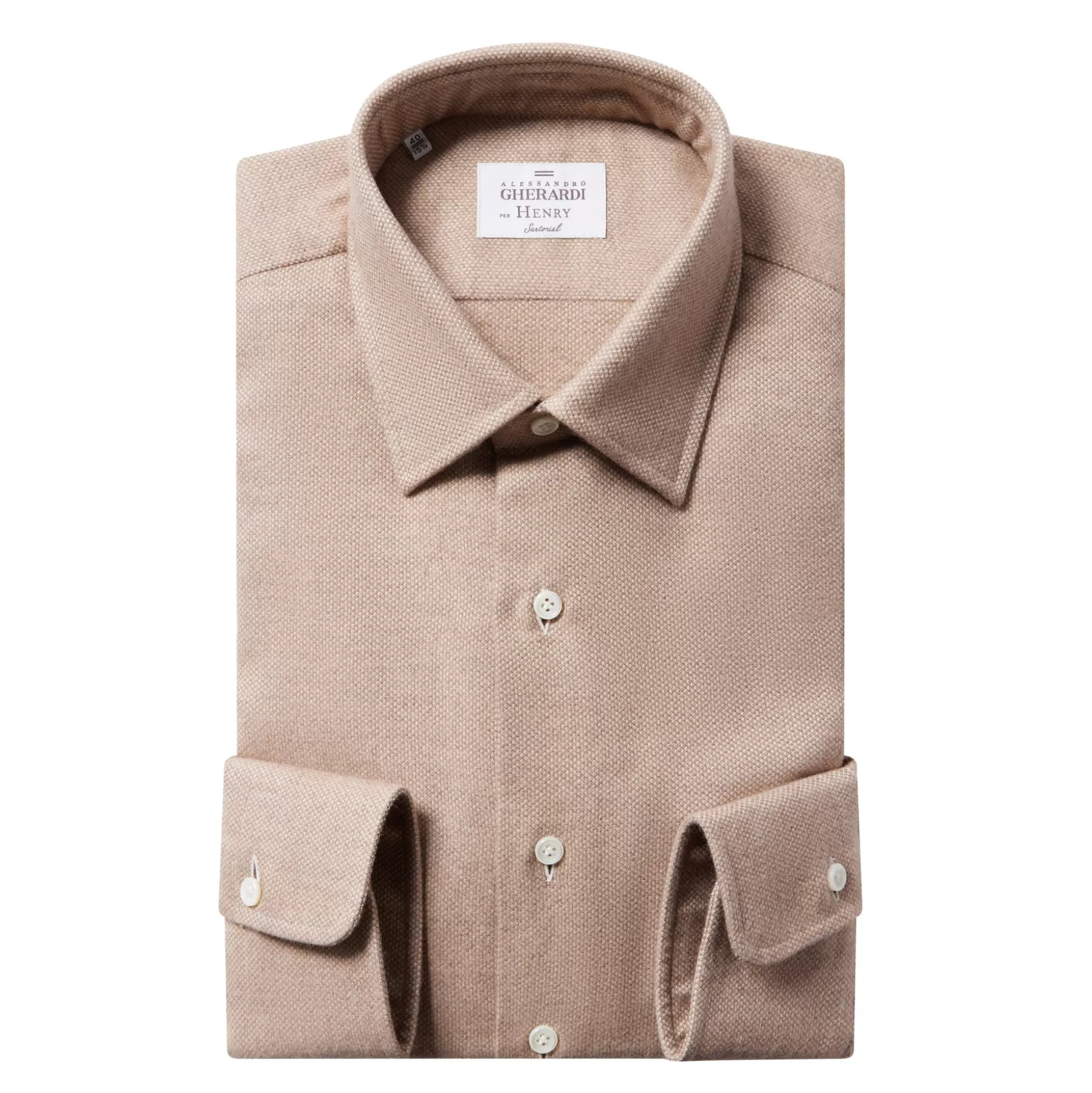 Cheap Henry Bucks HENRY SARTORIAL X GHERARDI Flannel Classic Shirt Single Cuff Classic Fit BROWN BROWN SC-CLASSIC FIT